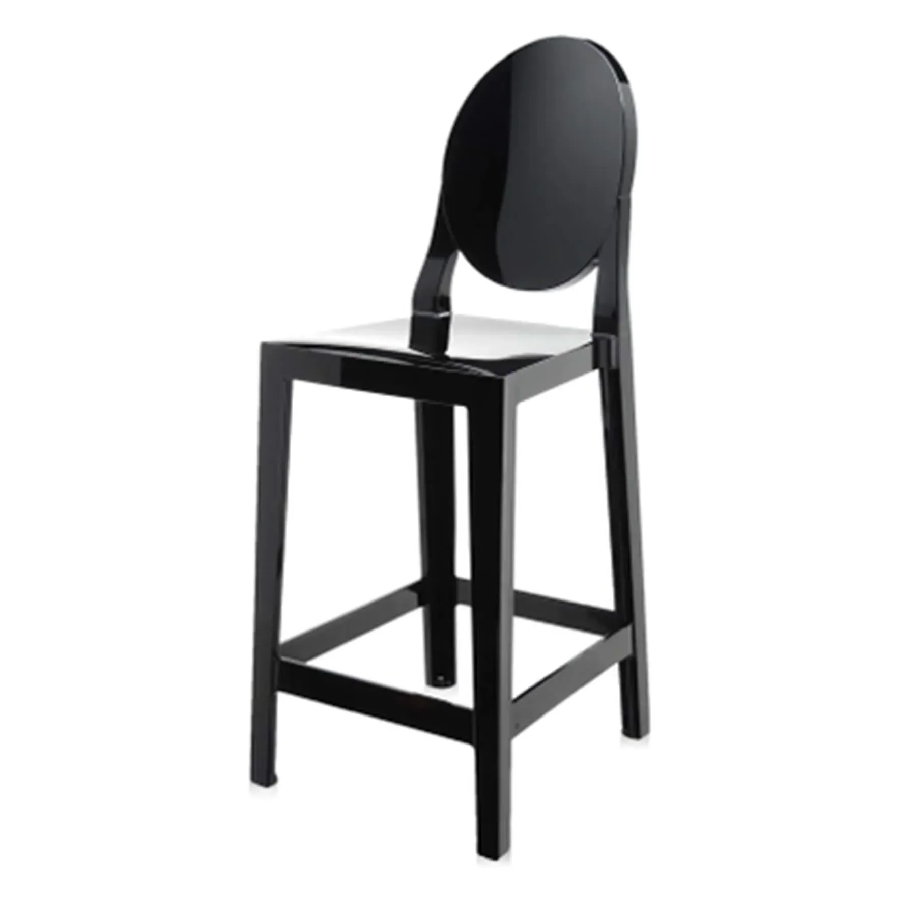 75cm Bar Stool with Backrest - Black, Polycarbonate
