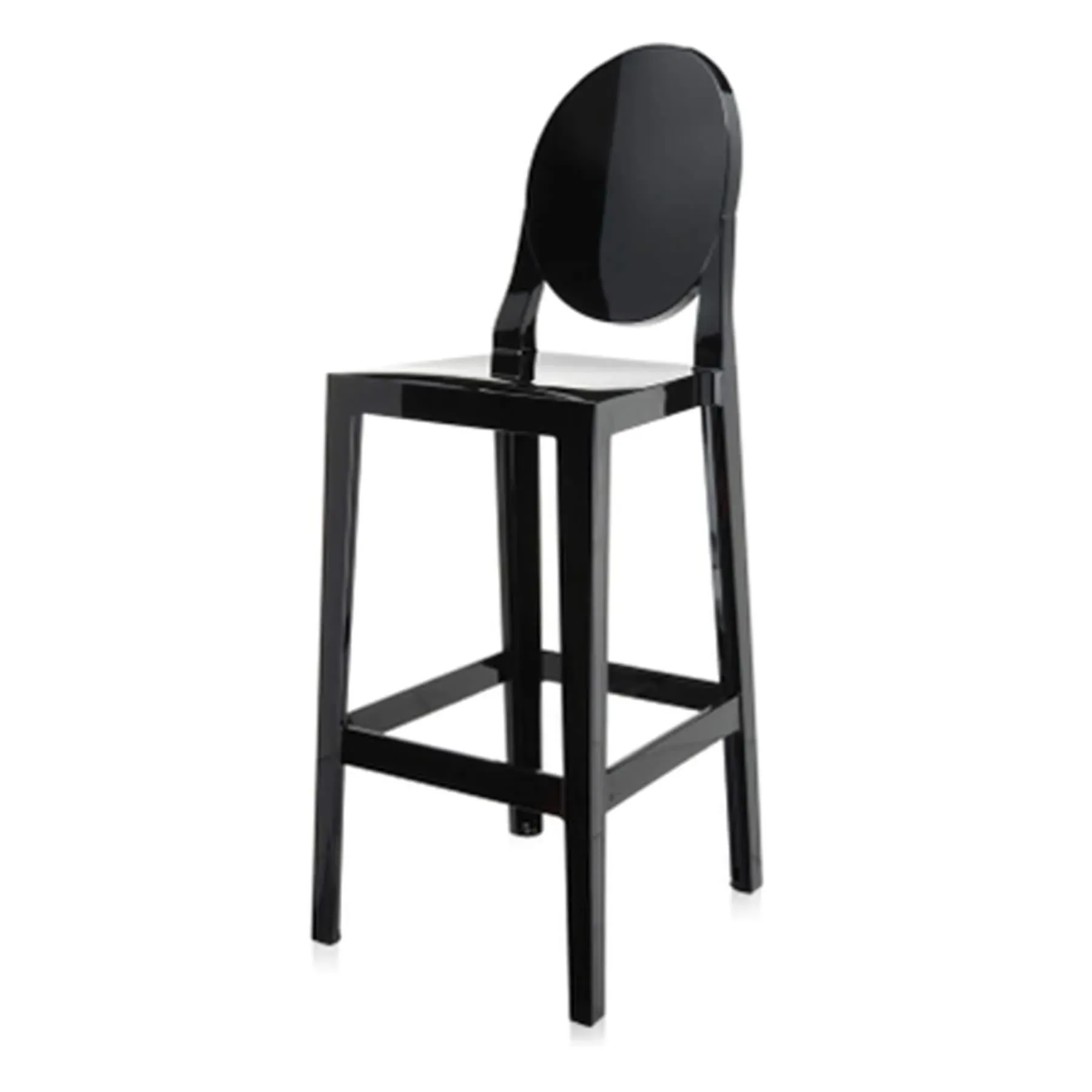 75cm Bar Stool with Backrest - Black, Polycarbonate