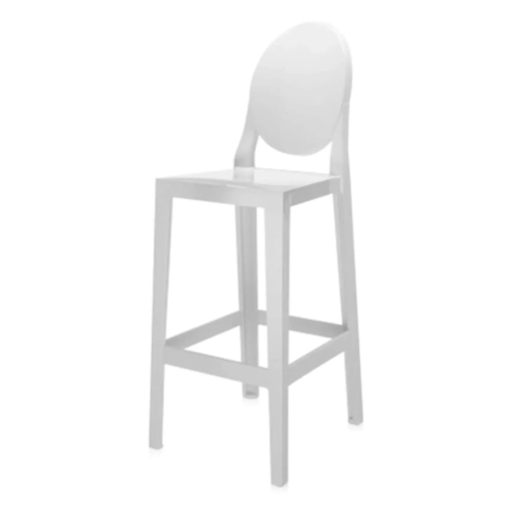 75cm Bar Stool with Backrest - White, Polycarbonate
