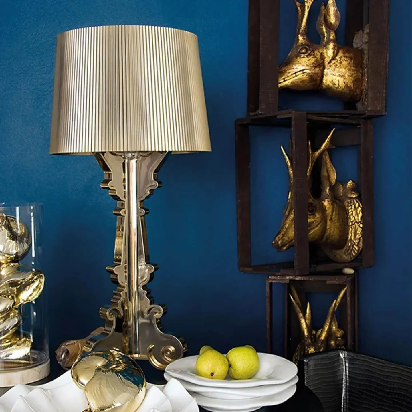 Adjustable Table Lamp with Pleated Shade - Chrome