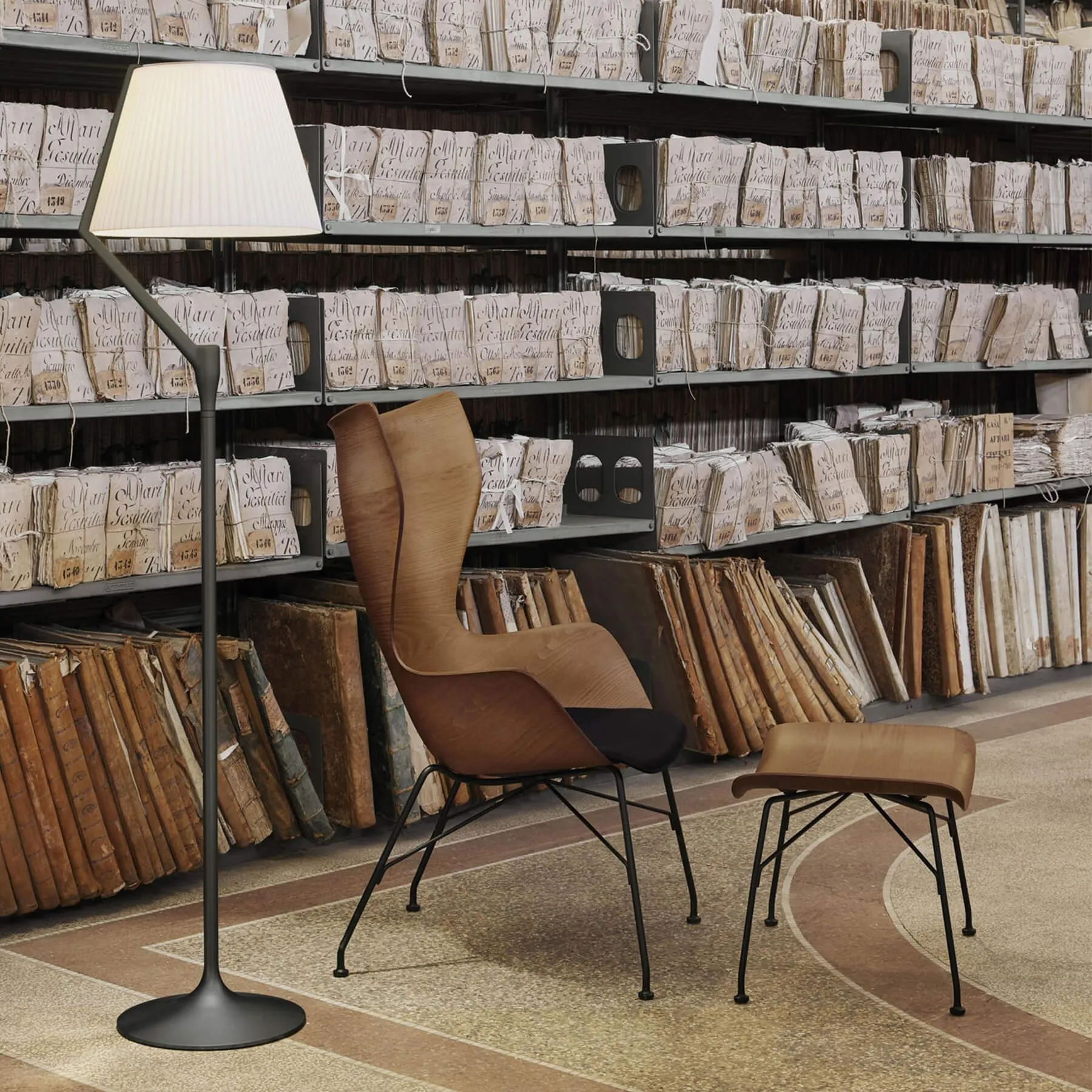 Angelo Stone Floor Lamp with LED - Copper