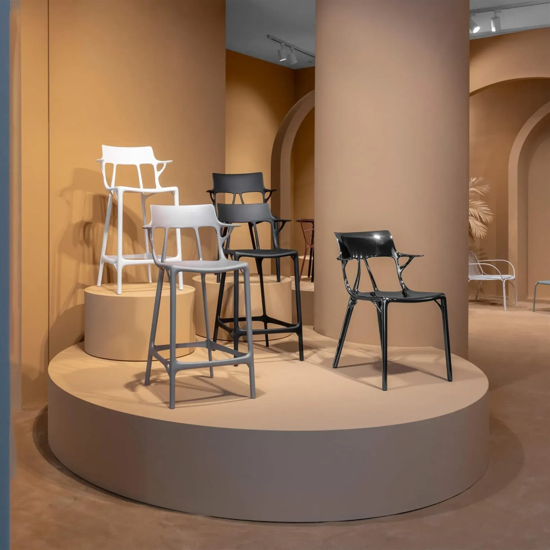 Bar Stool with AI Design - Black, Recycled Plastic