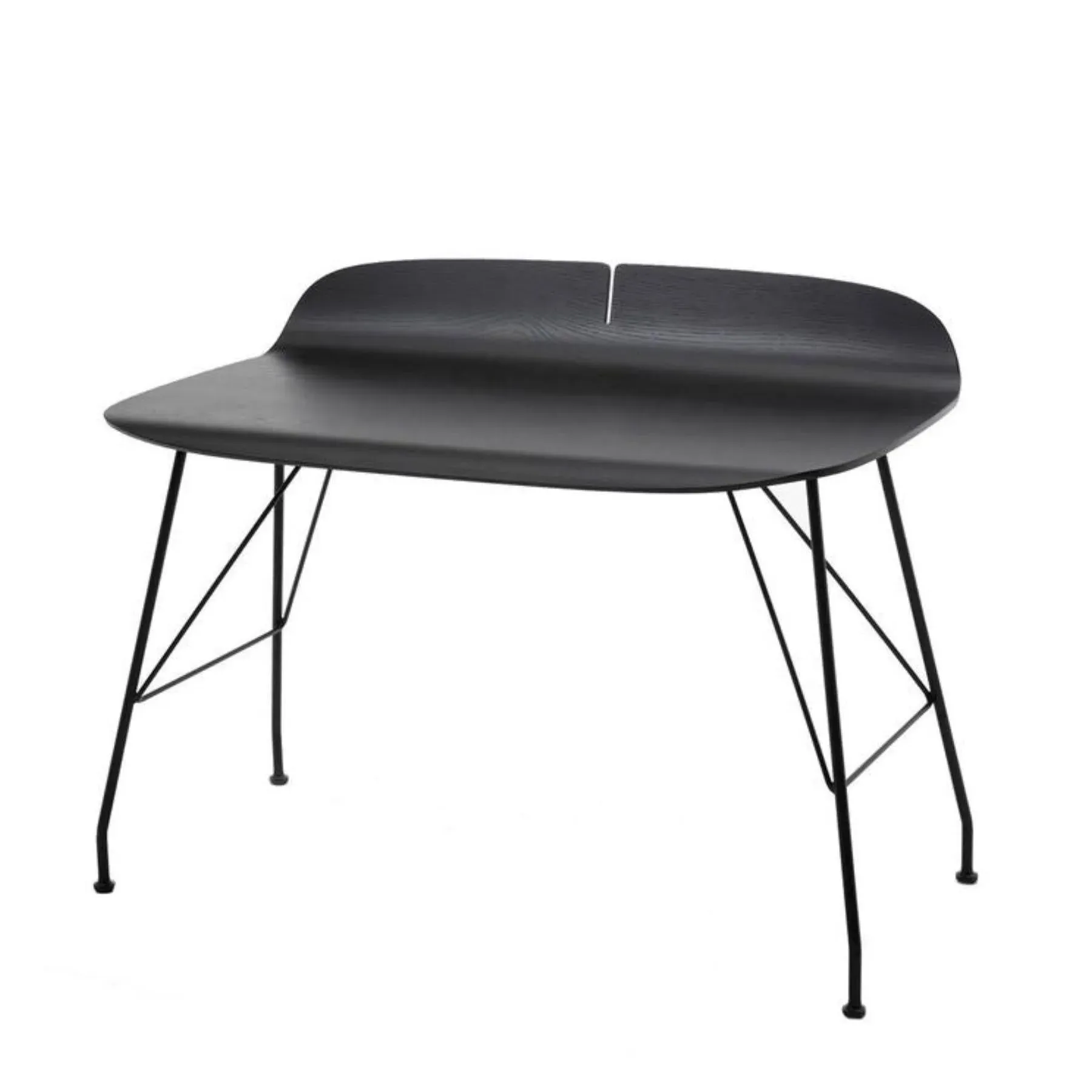 Curved Desk with Cable Management - Black Wood image