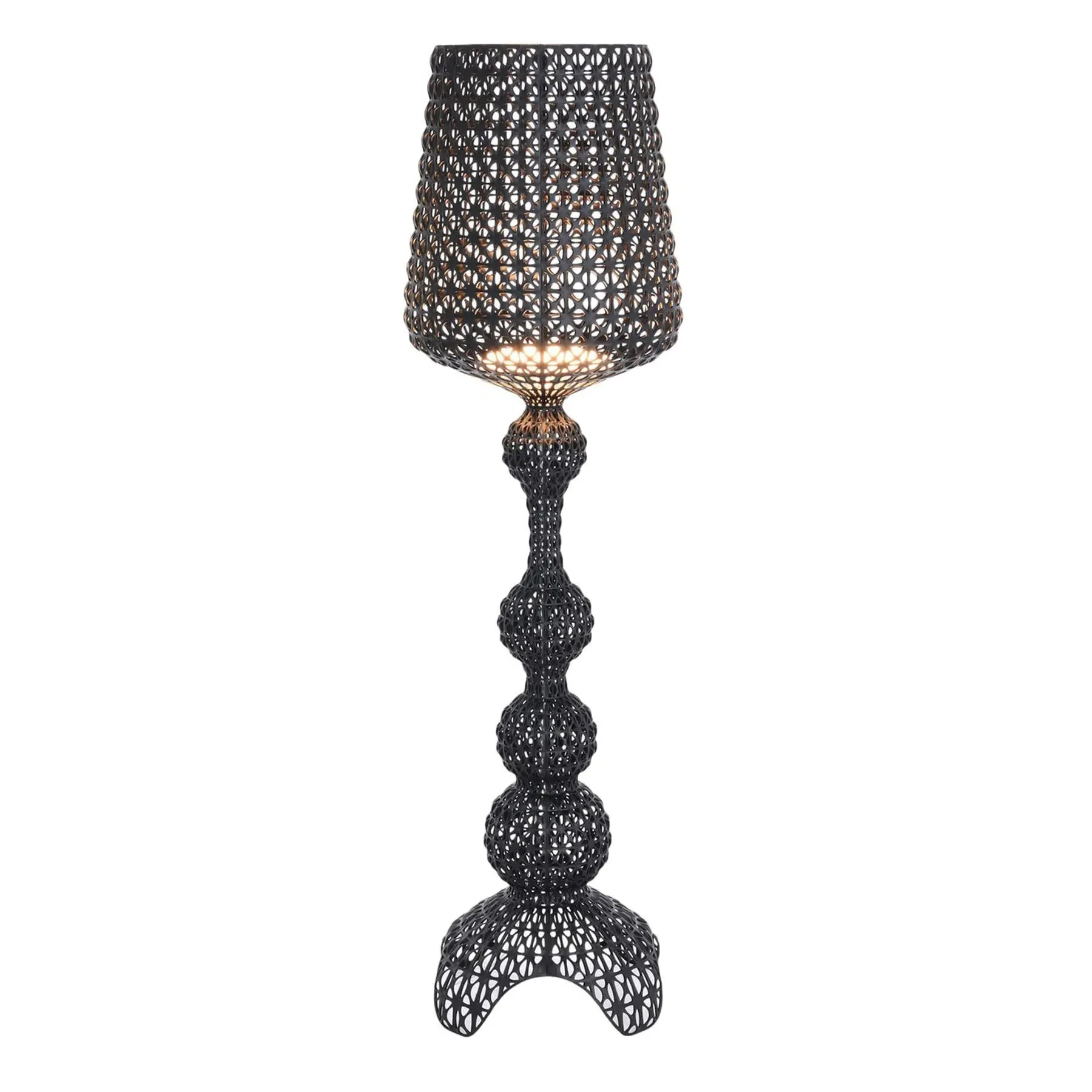 Floor Lamp with Perforated Design - Black