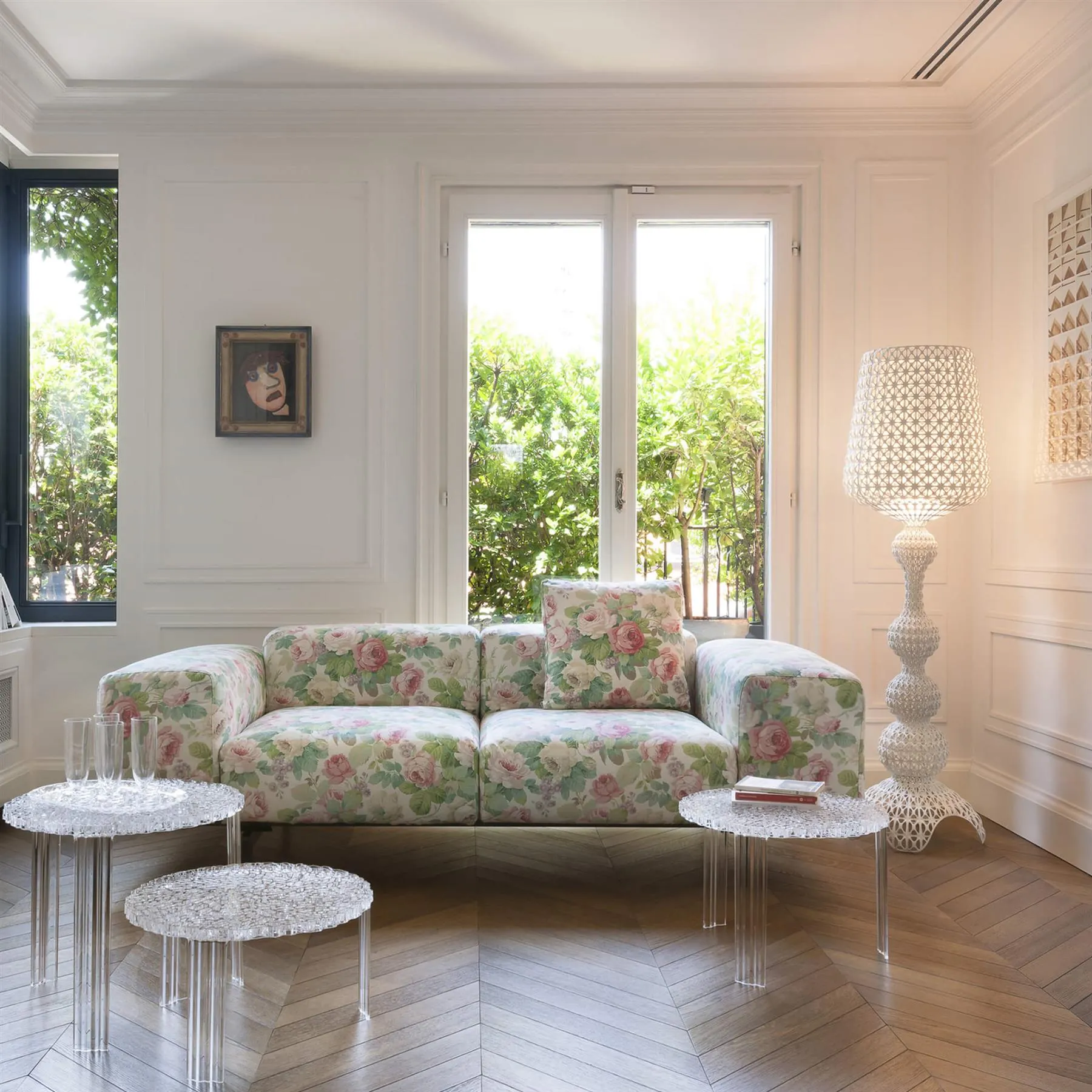 Floor Lamp with Perforated Design - Blue