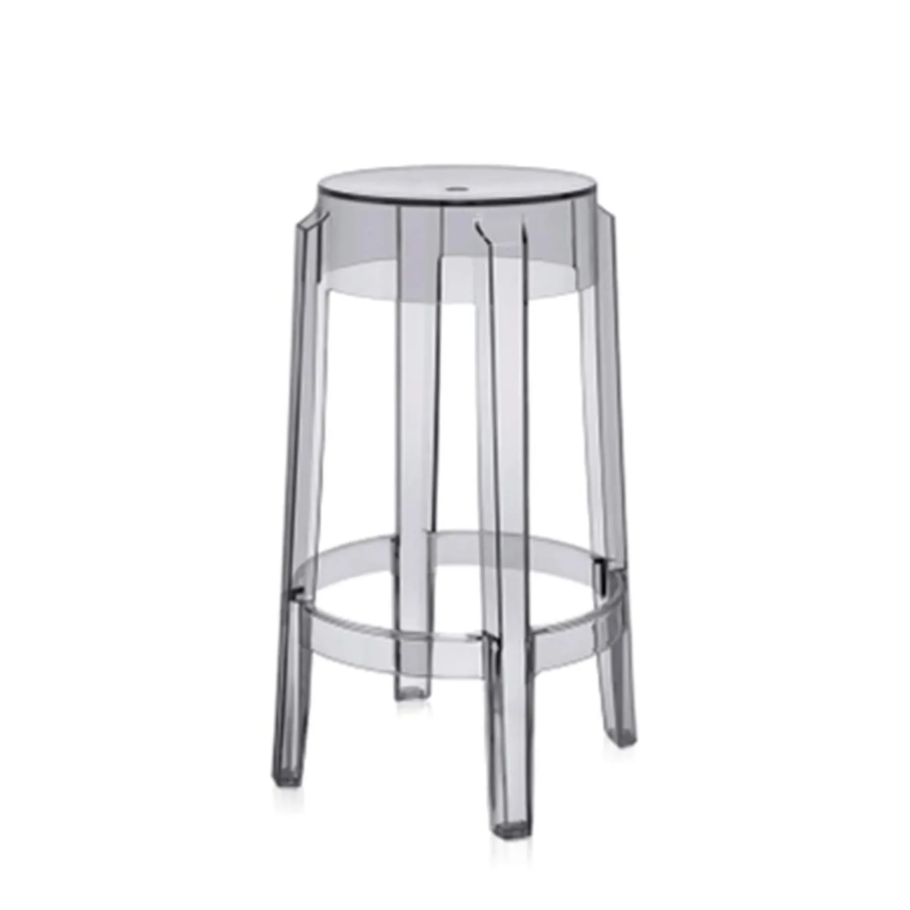 Ghost Bar Stool with Curved Legs - Grey, Polycarbonate image