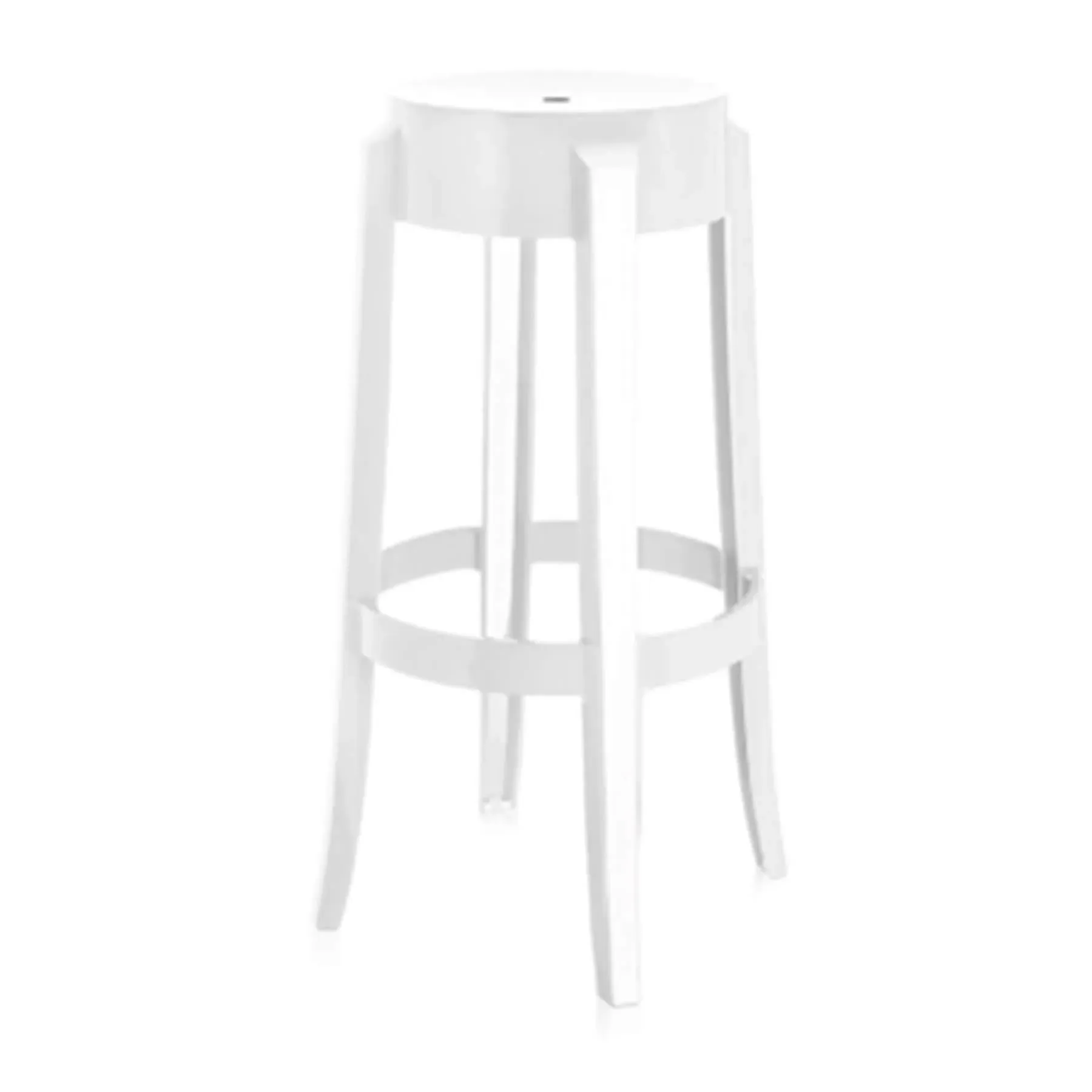 Ghost Stool with Curved Legs - White, Polycarbonate