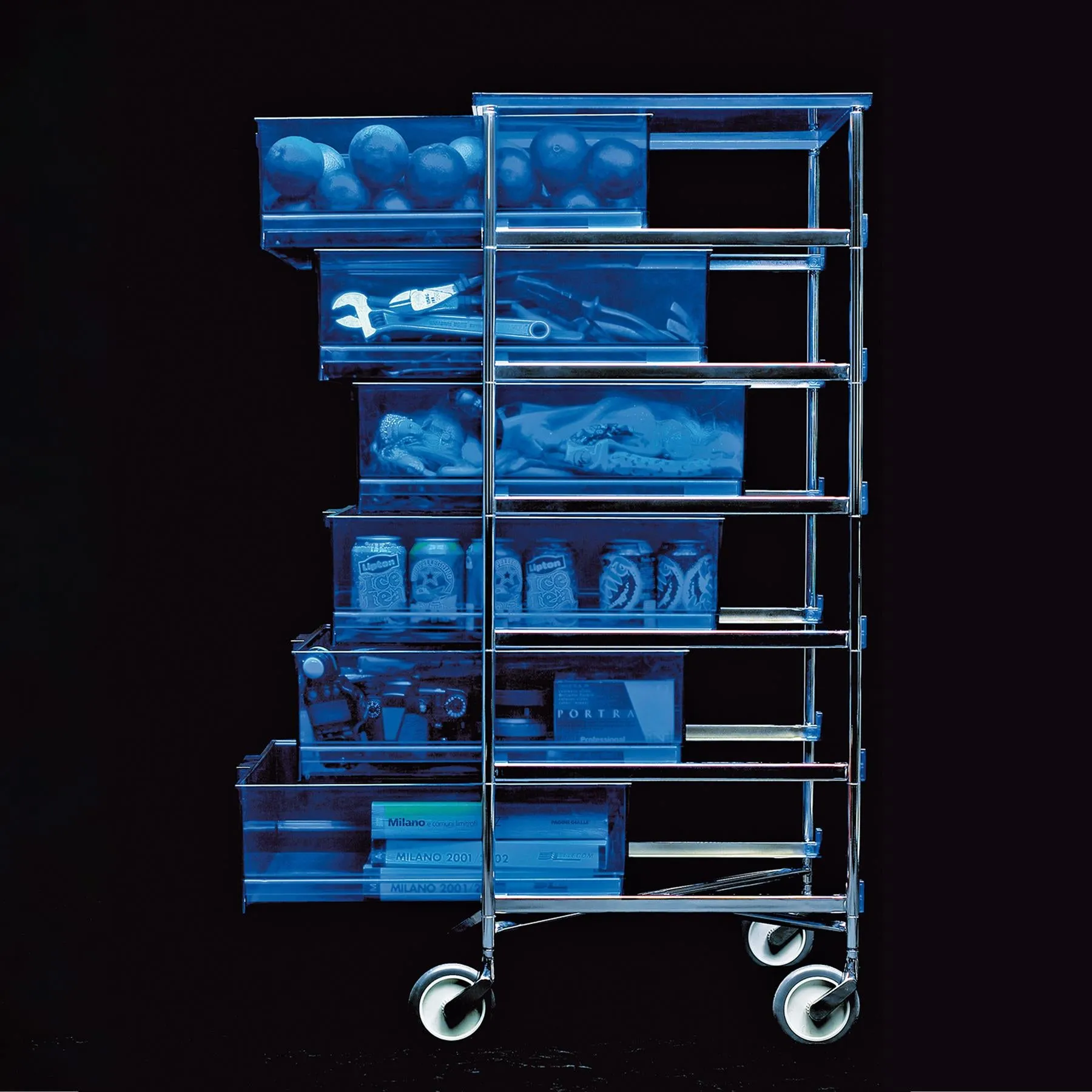 Mobil 2-Drawer Storage Unit with Wheels - Blue, Aluminium