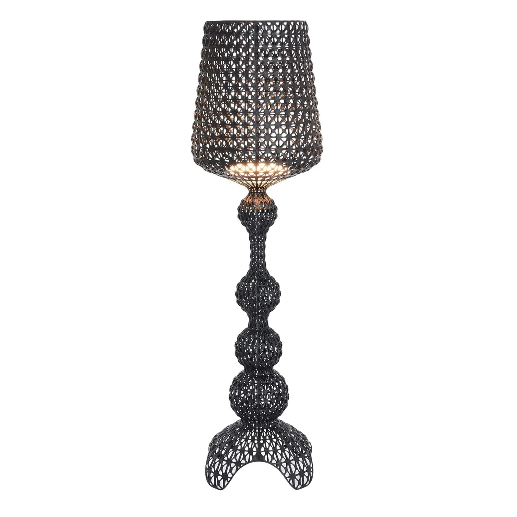 Outdoor Floor Lamp with Perforated Design - Black image