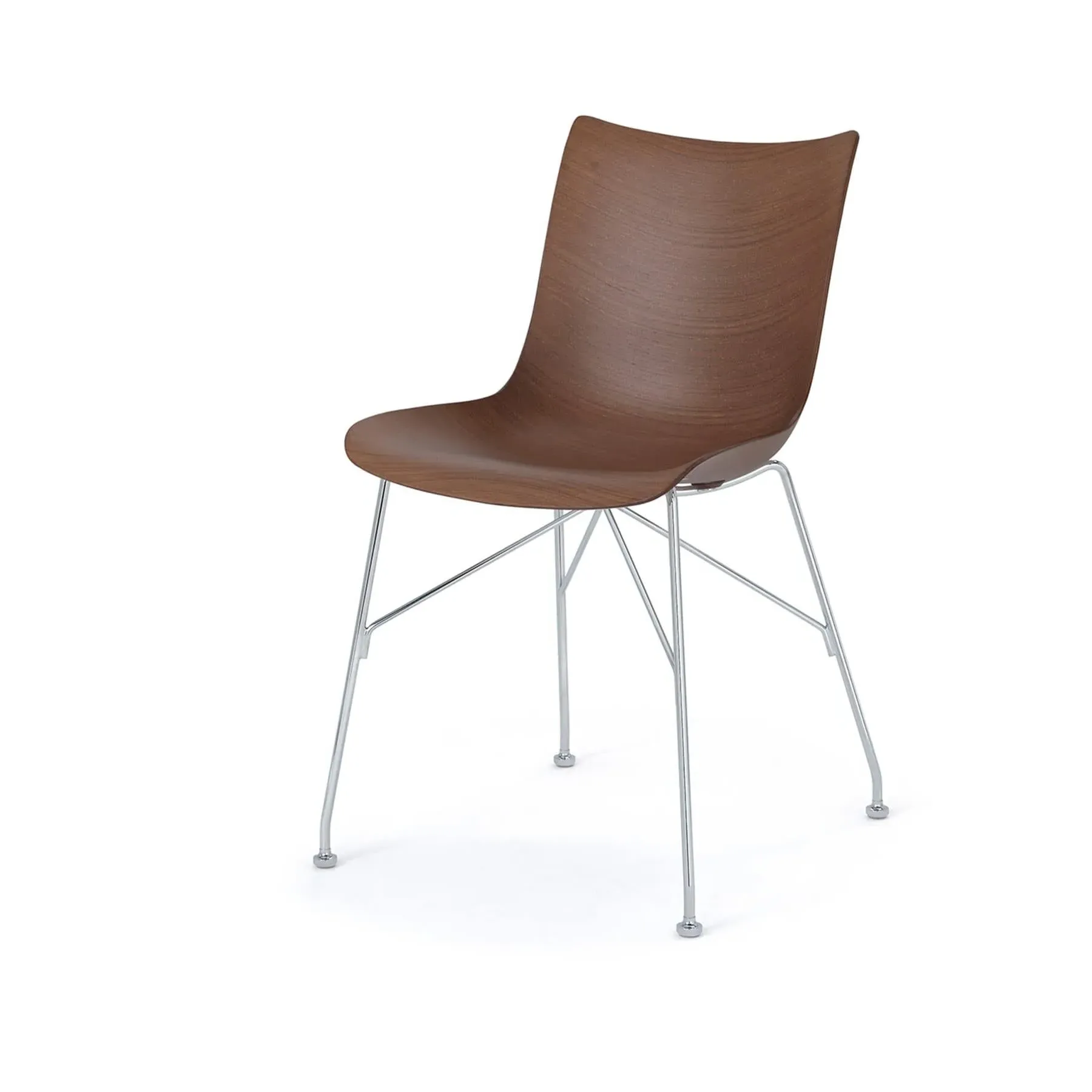 P/Wood Office Chair - Dark Wood, Chrome