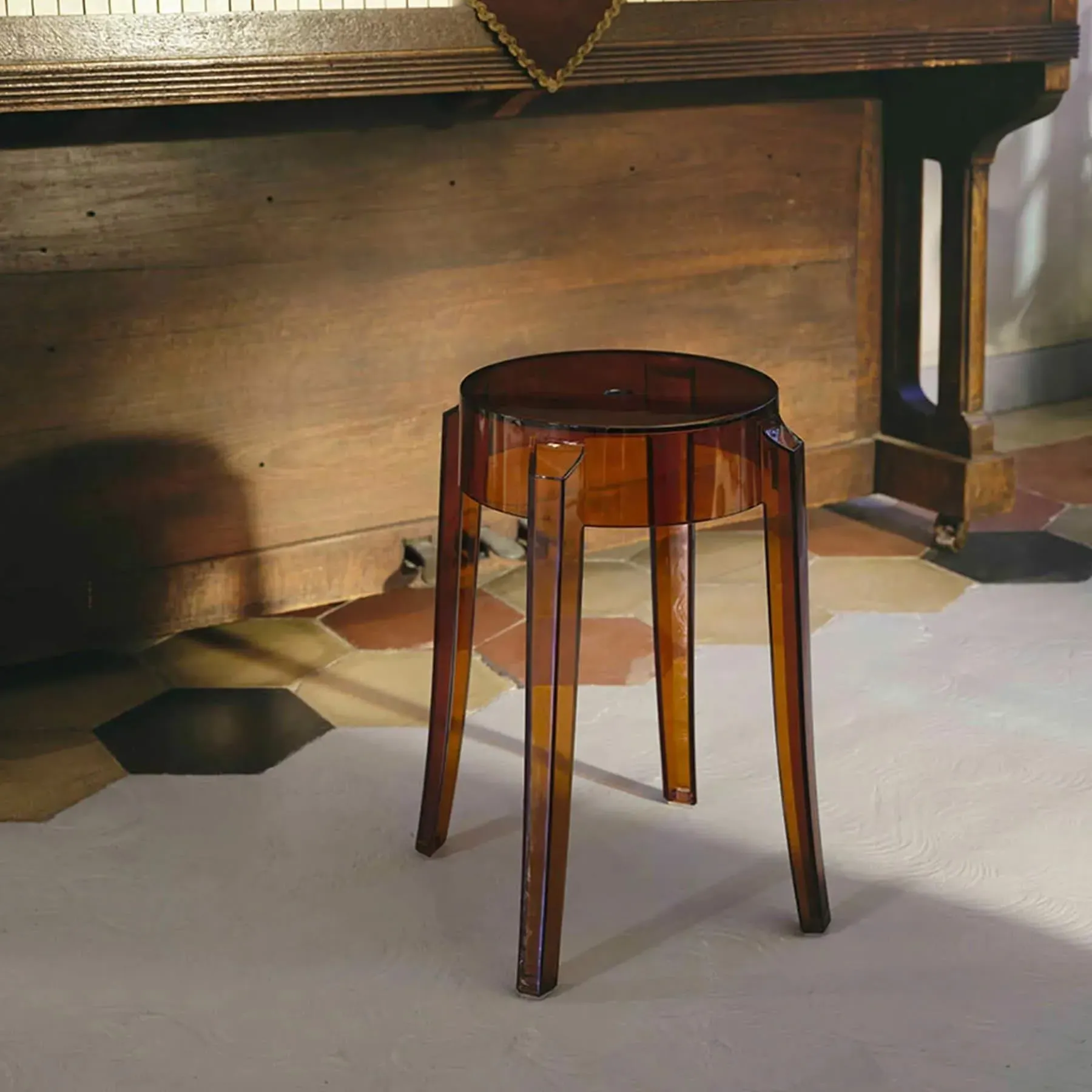 Standard Ghost Stool - Amber, Polycarbonate