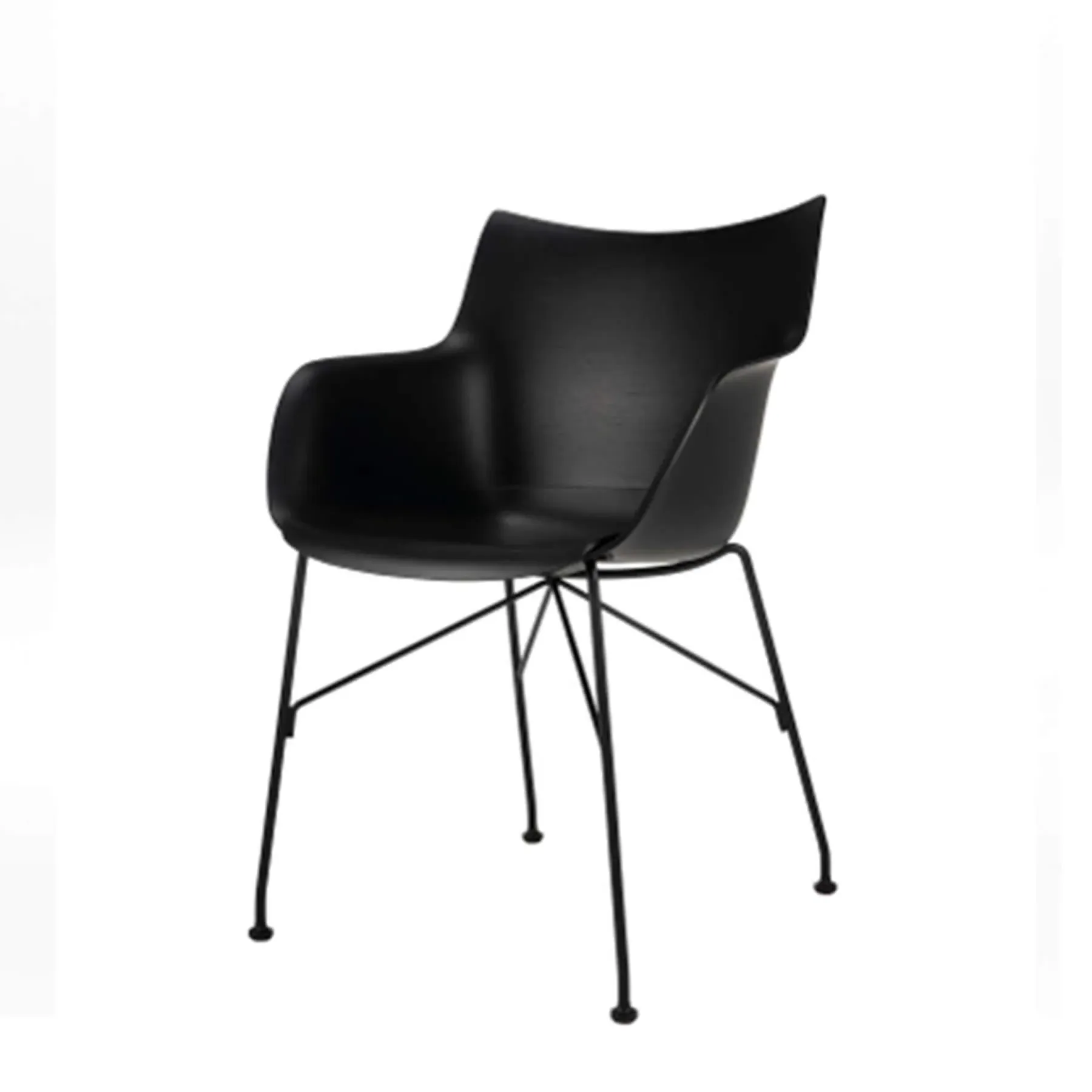 Swivel Office Chair with Armrests - Black Wood