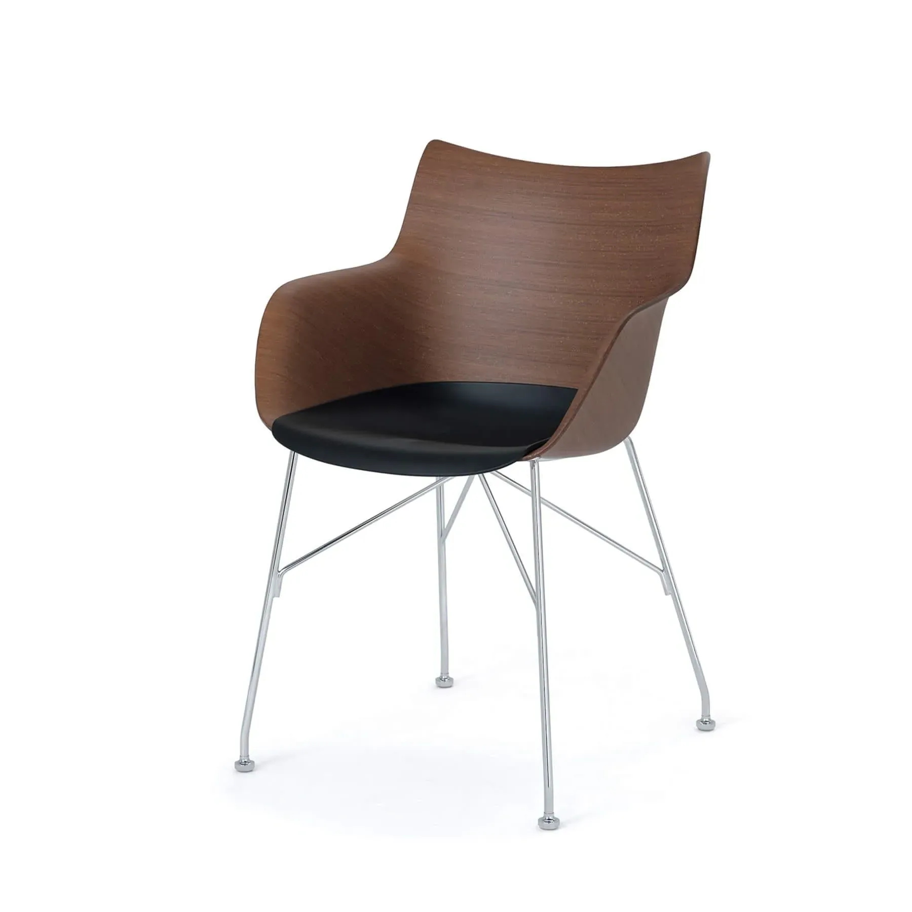 Swivel Office Chair with Armrests - Dark Wood