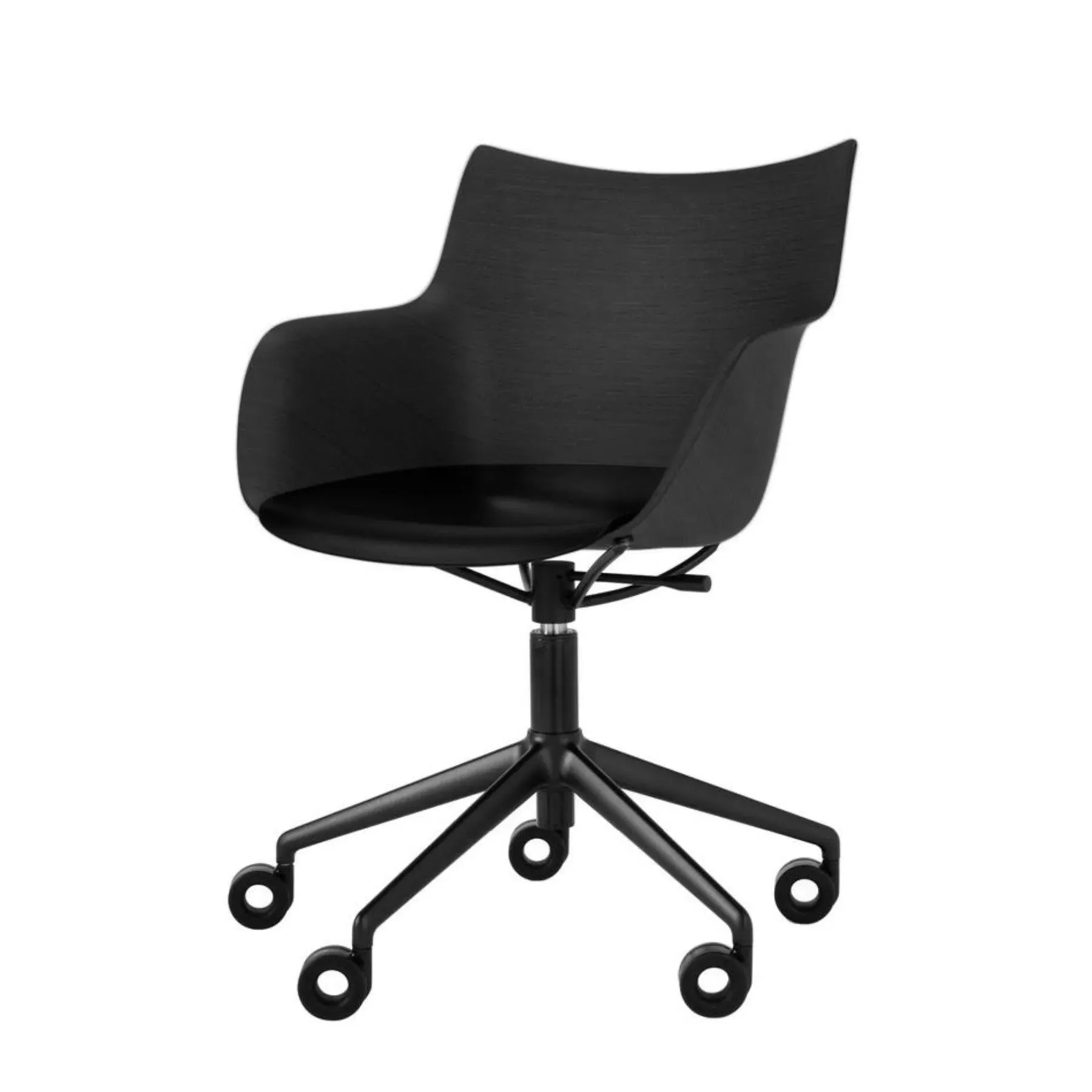 Swivel Office Chair with Wheels - Black Wood image