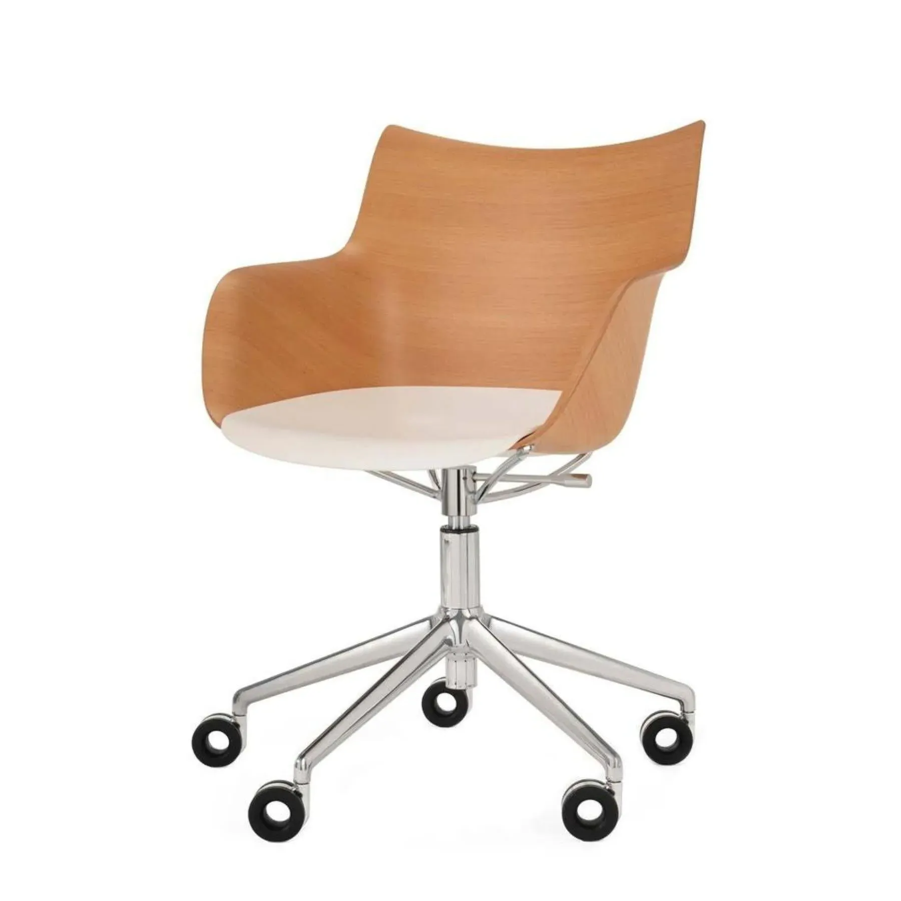 Swivel Office Chair with Wheels - Dark Wood