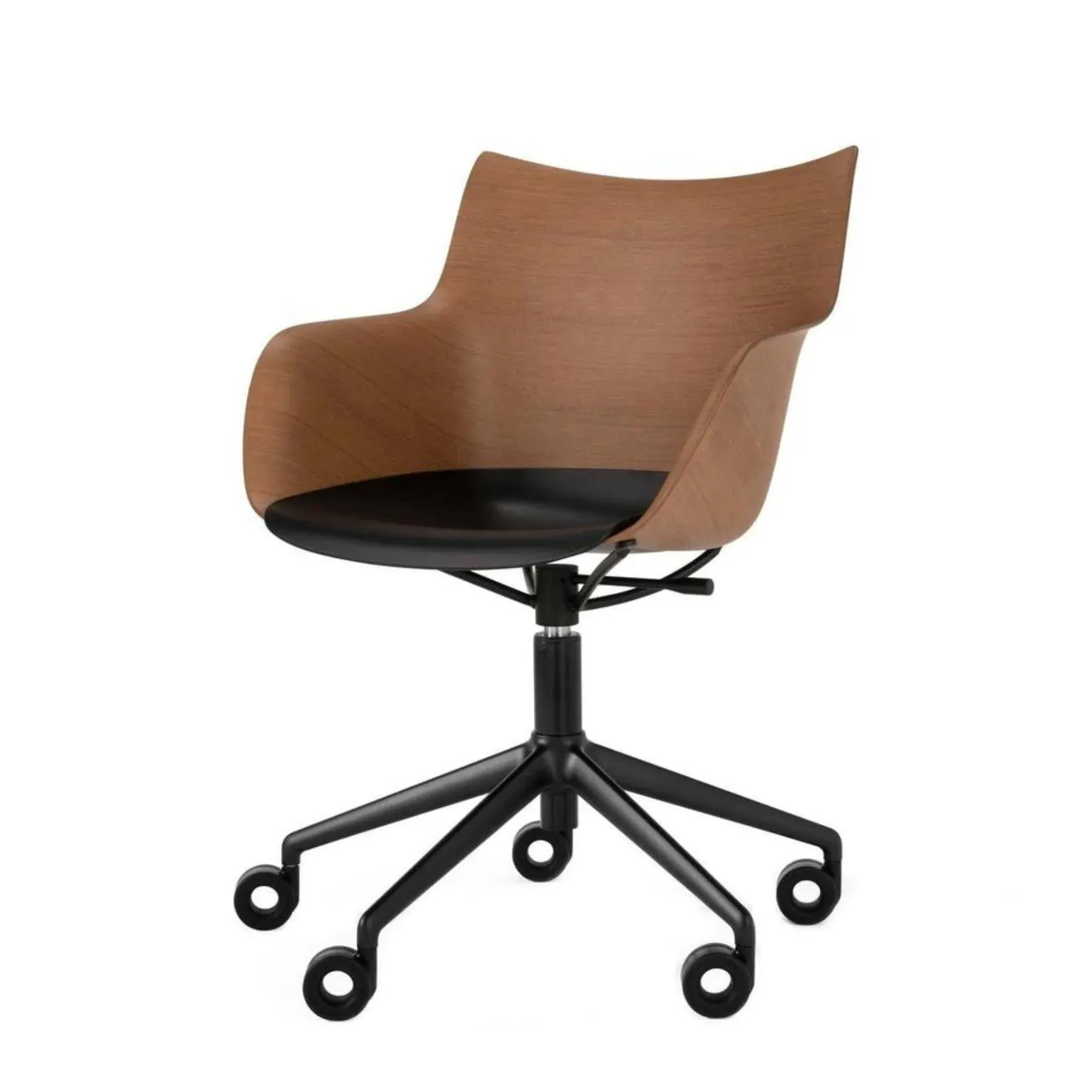 Swivel Office Chair with Wheels - Dark Wood