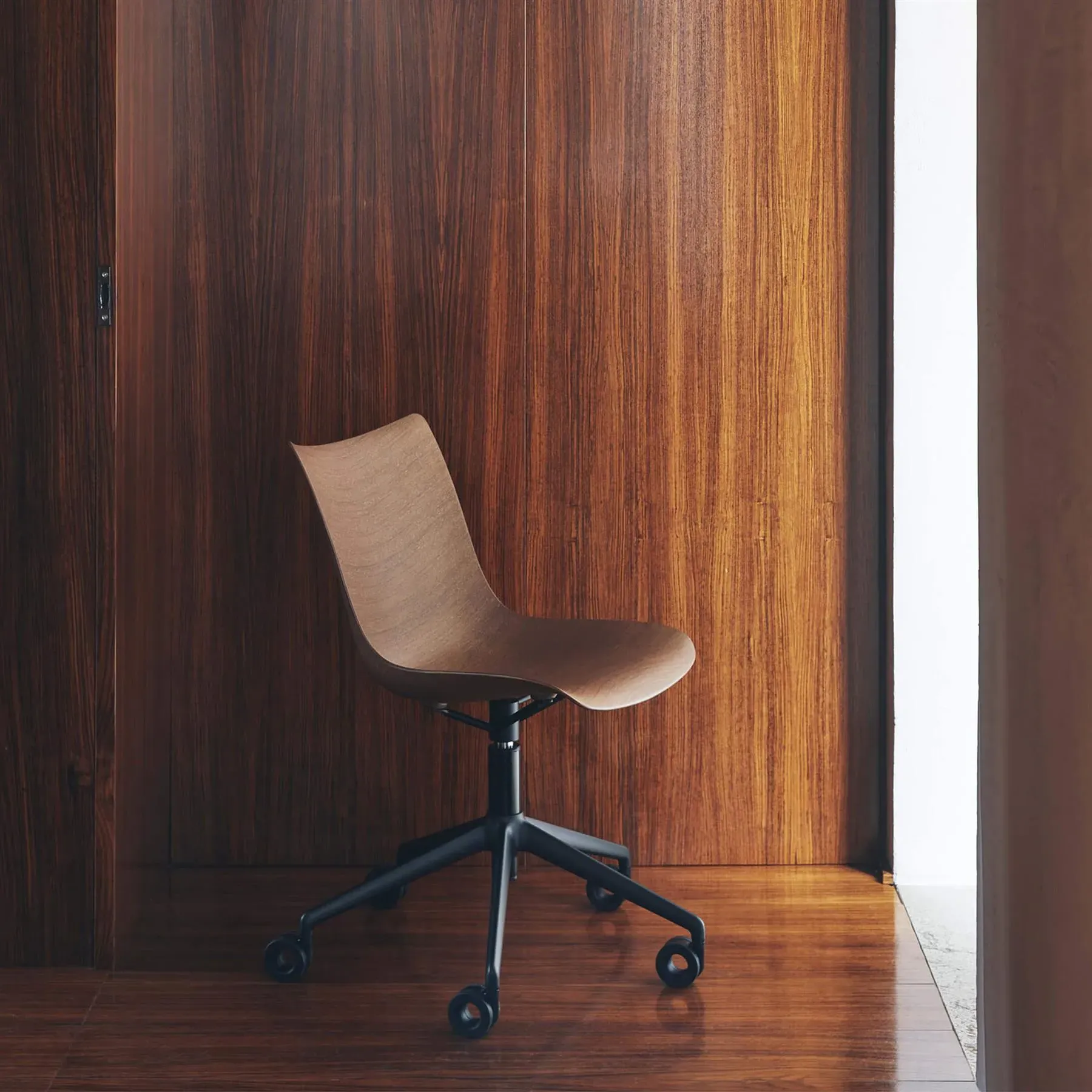 Swivel Office Chair with Wheels - Dark Wood