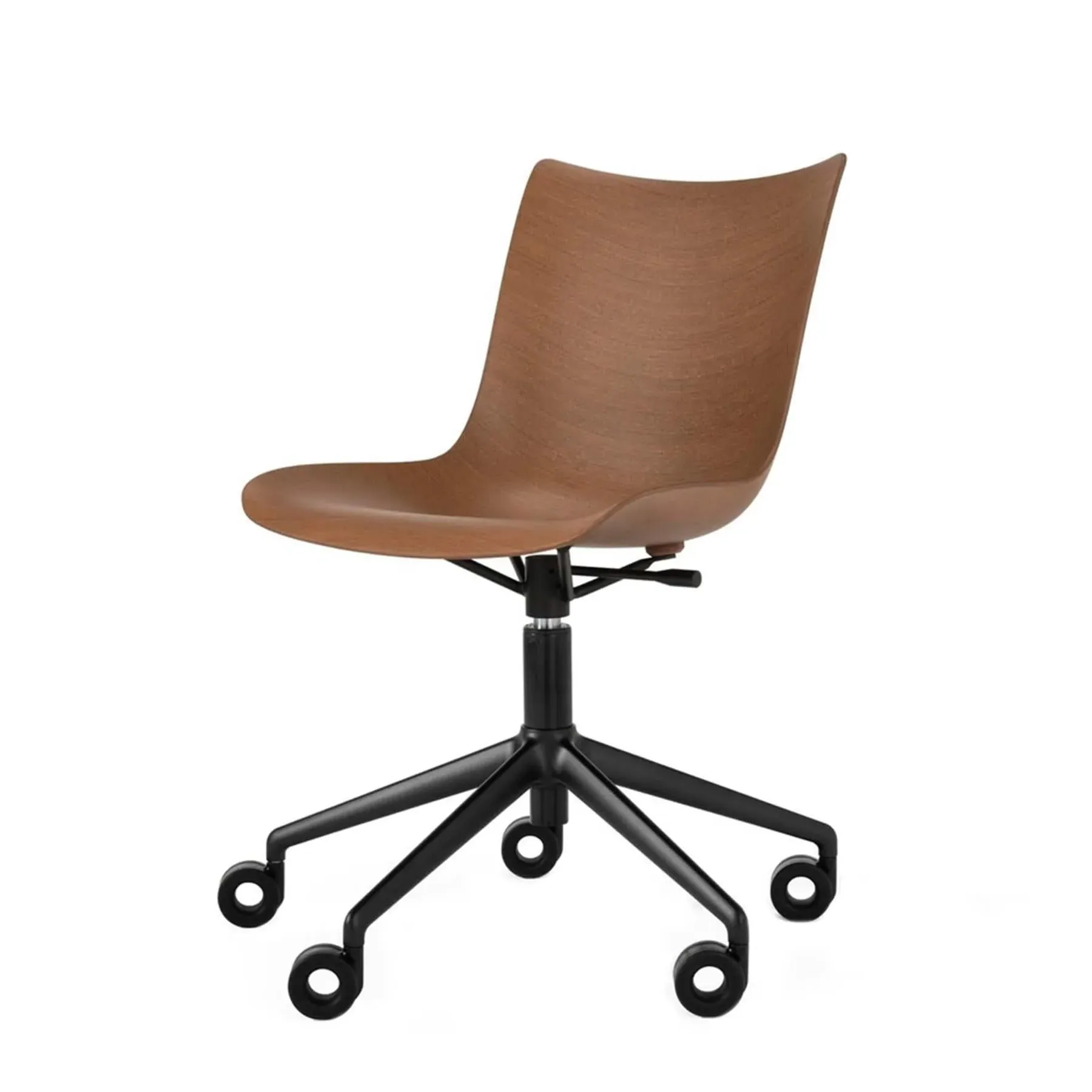 Swivel Office Chair with Wheels - Dark Wood