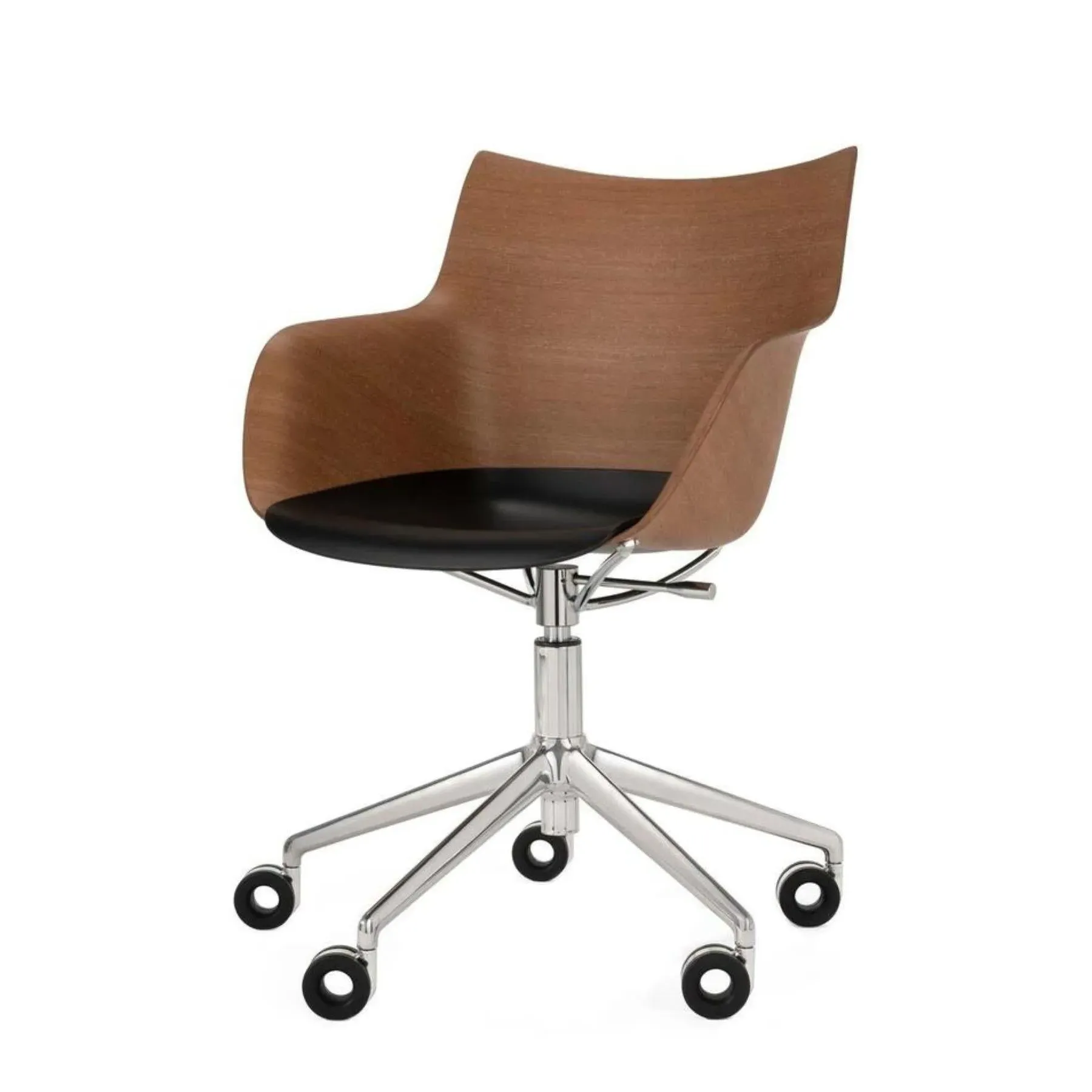 Swivel Office Chair with Wheels - Dark Wood