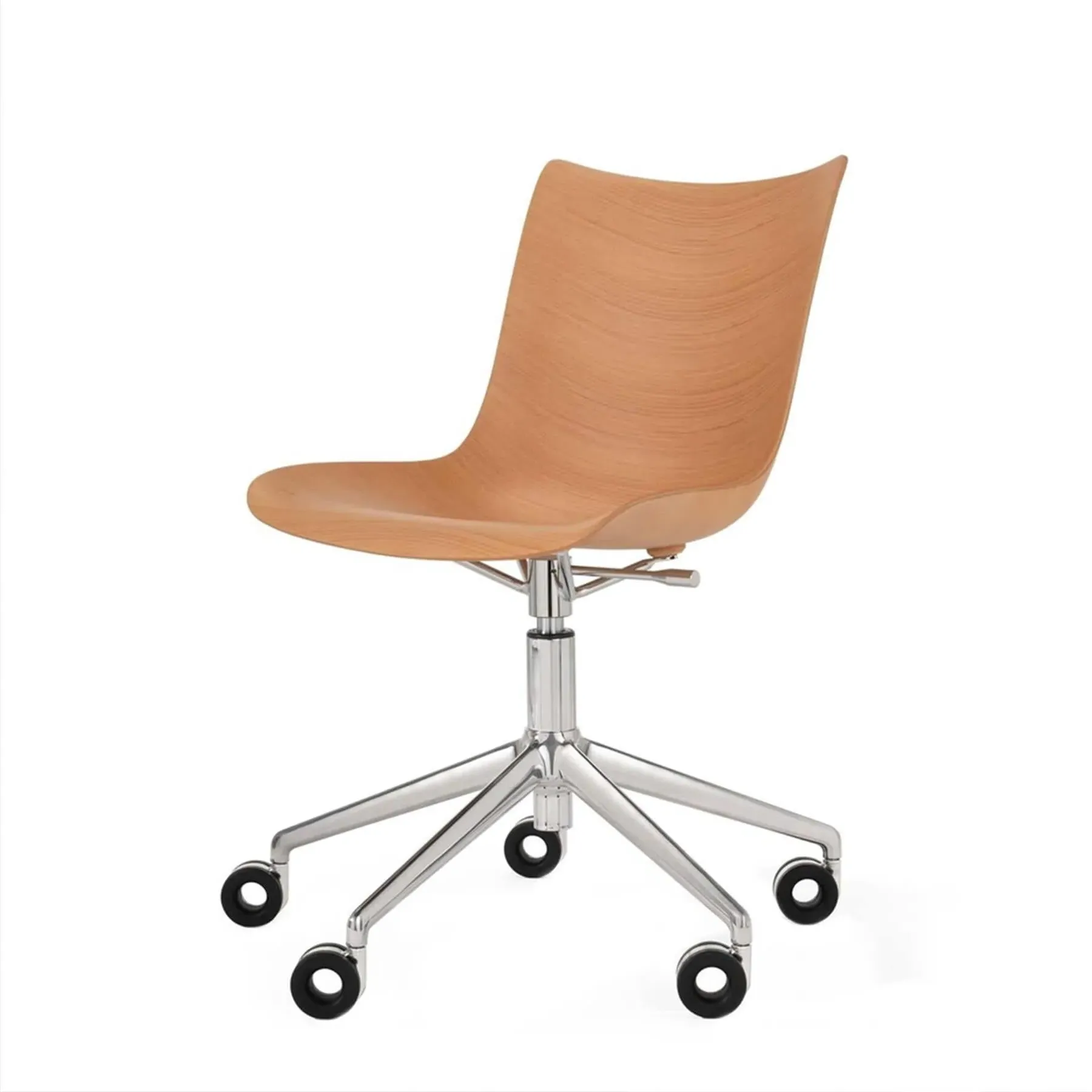 Swivel Office Chair with Wheels - Light Wood