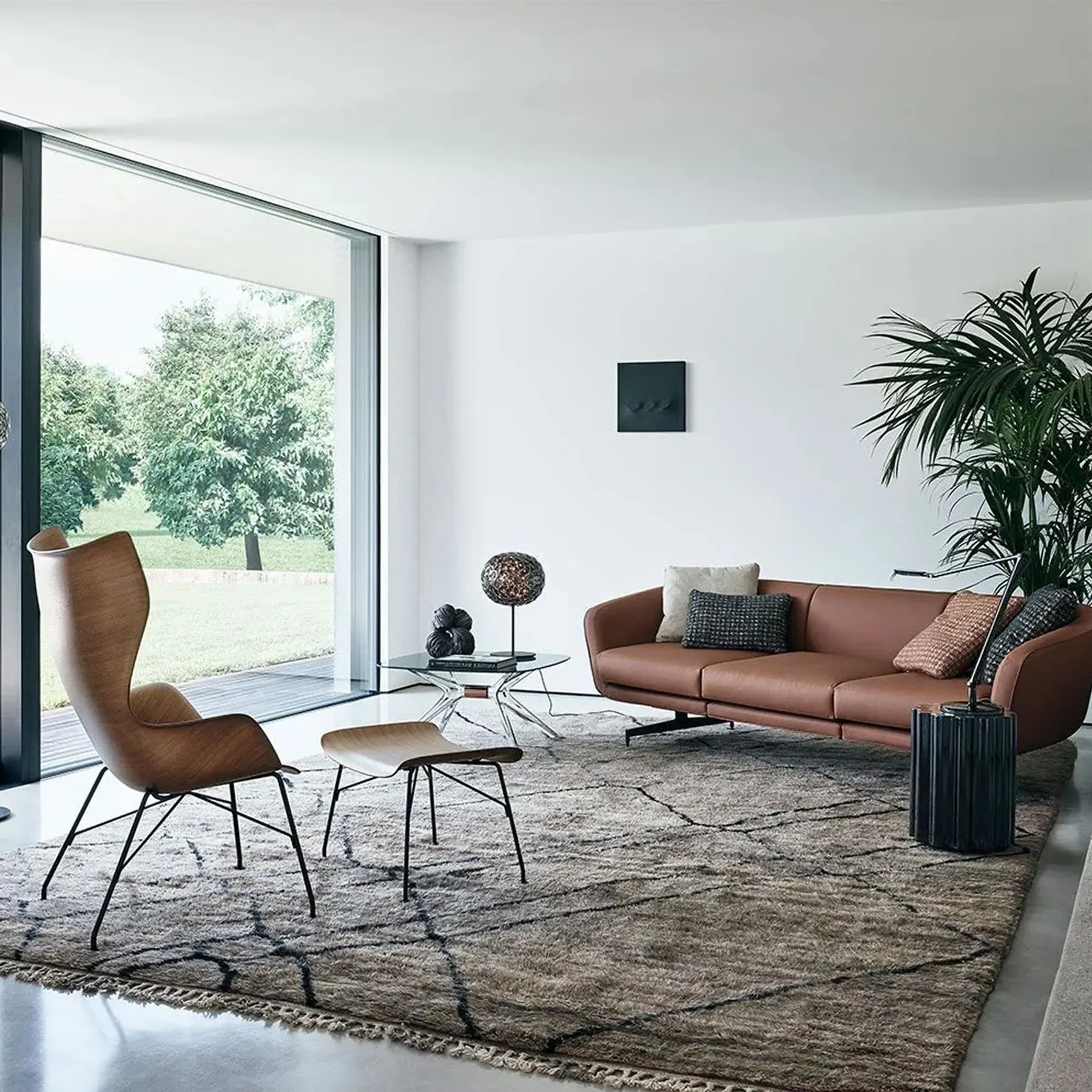 Tall Spherical Table Lamp - Smoke, Crystal Plastic