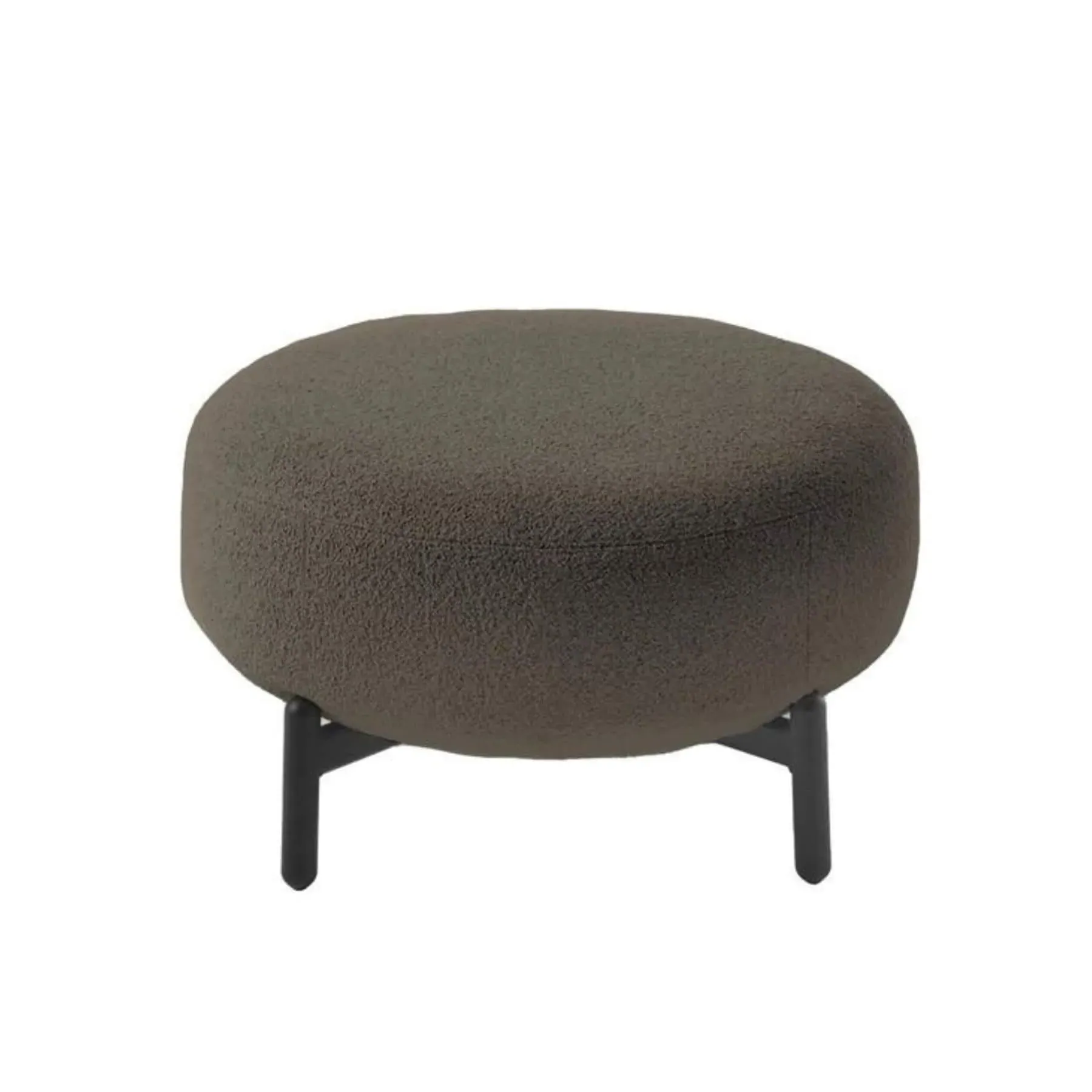 Upholstered Pouf - Brown, Metal Base