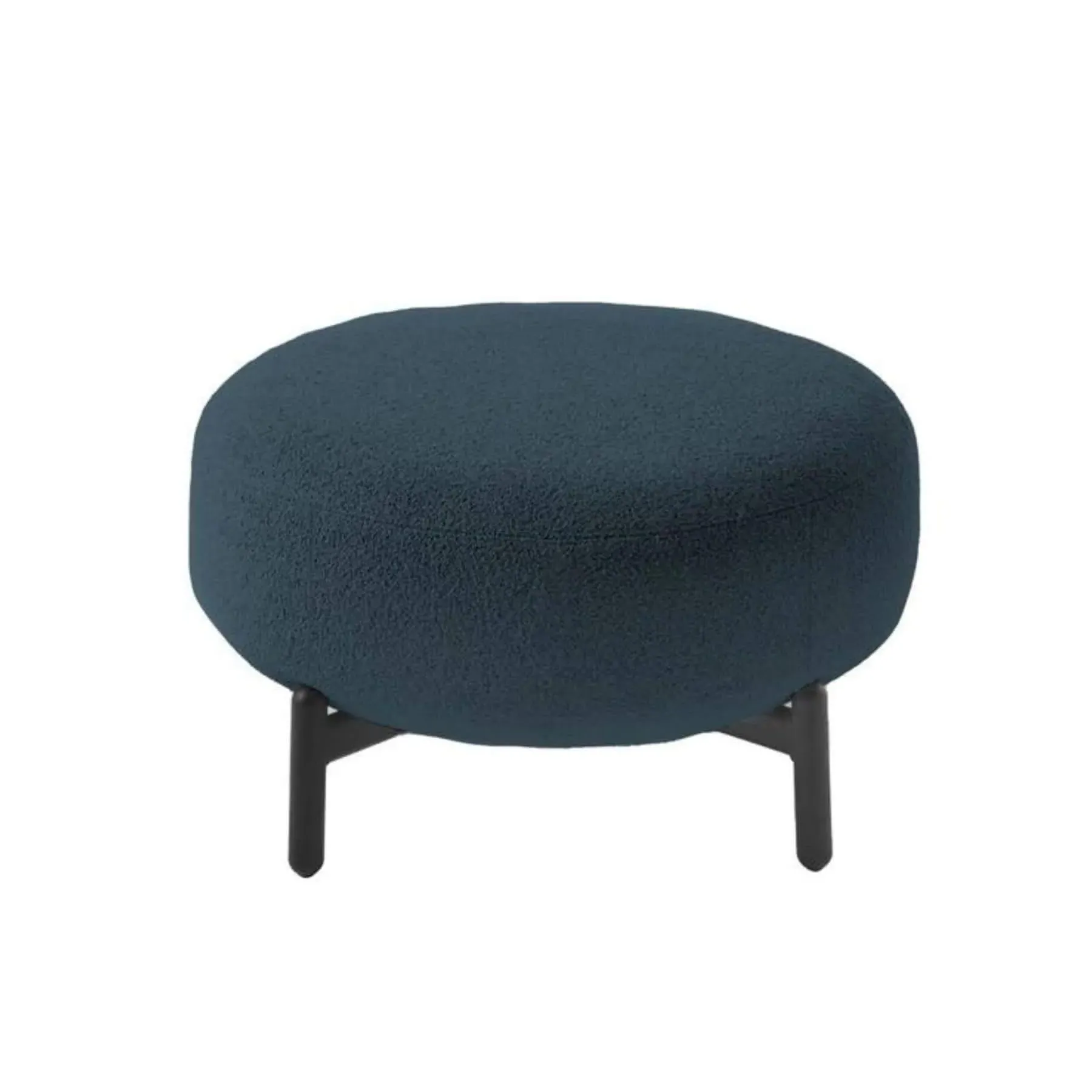 Upholstered Pouf with Metal Frame - Blue, Fabric image