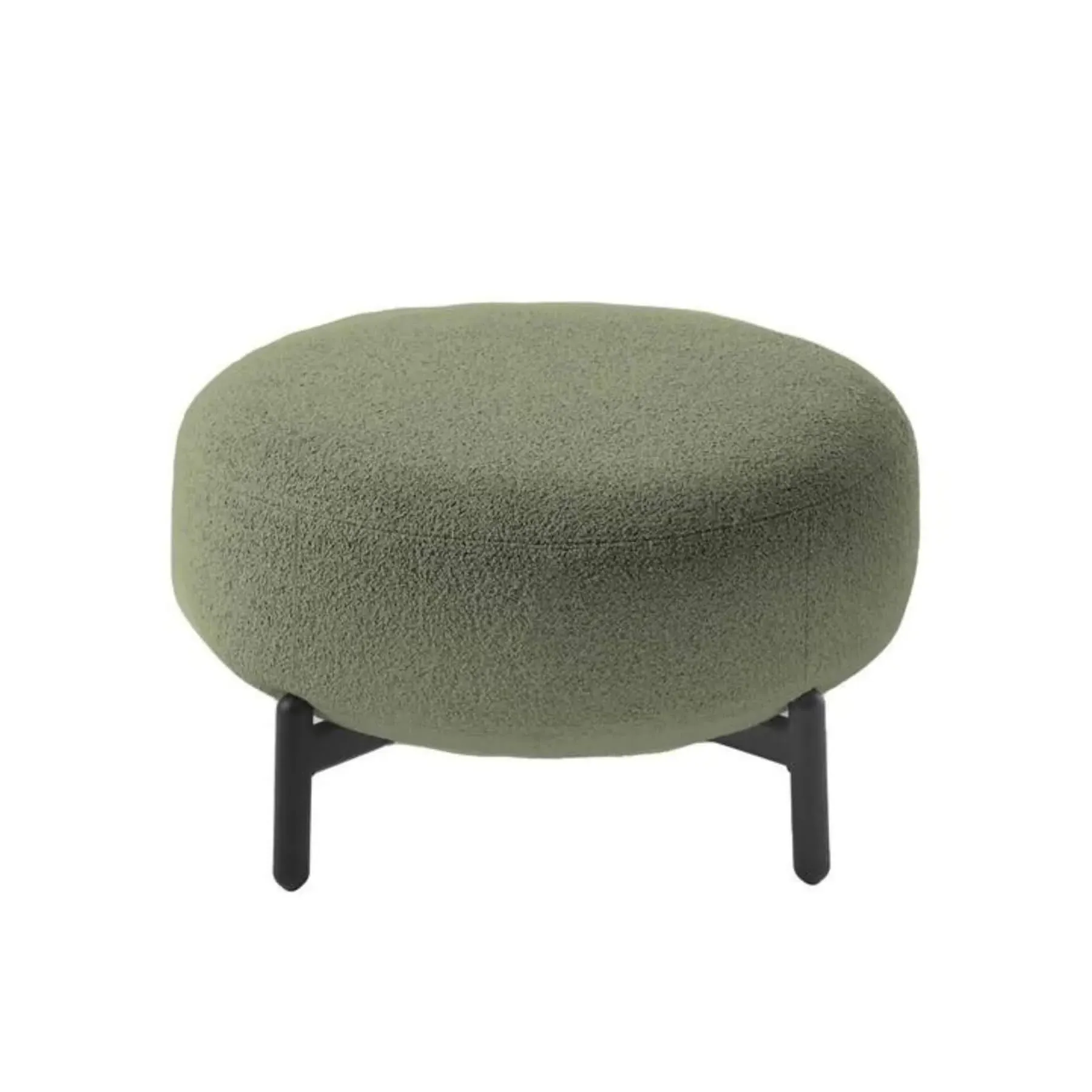 Upholstered Pouf with Metal Frame - White, Fabric