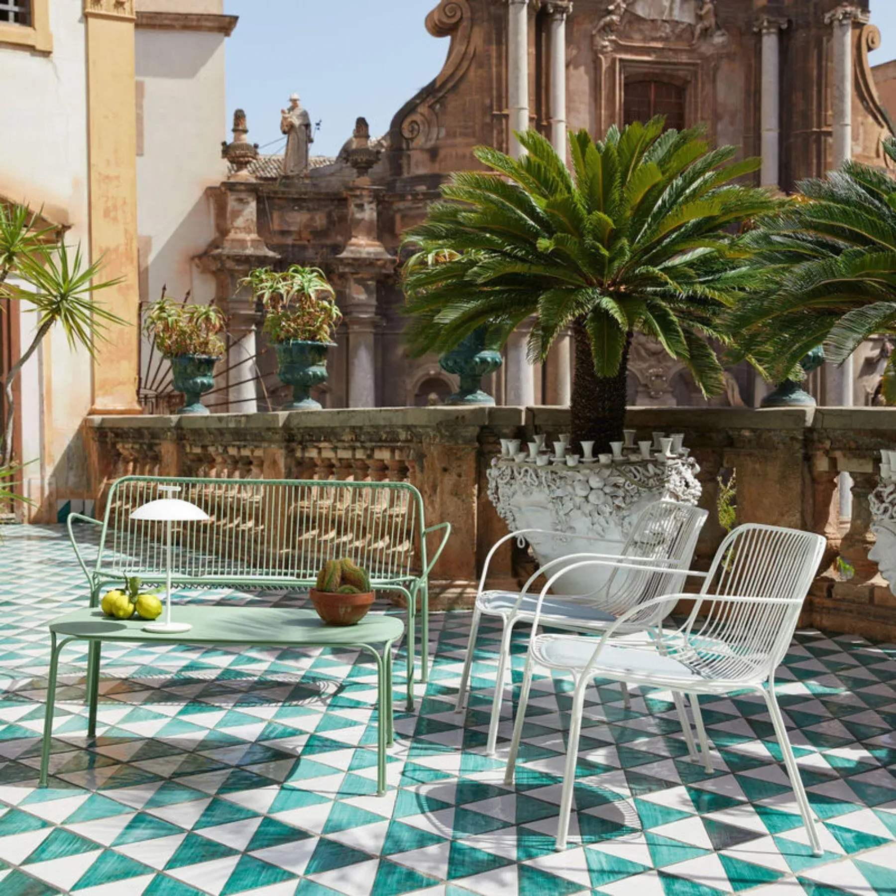 Wire Coffee Table - Green, Steel