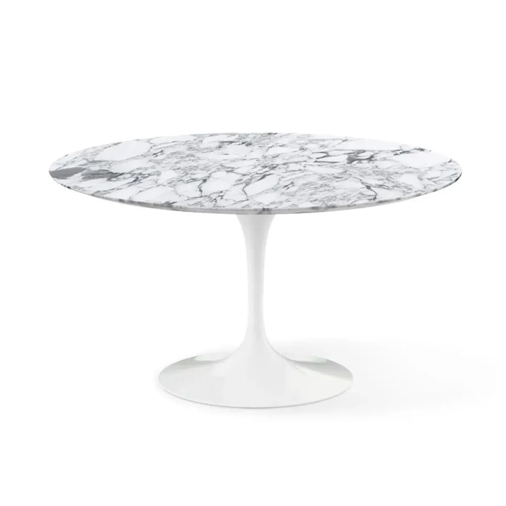 Medium Round Dining Table with Pedestal - Black, Marble