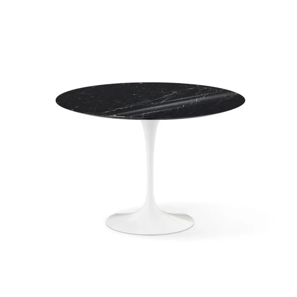 Medium Round Dining Table with Pedestal - Black, Marble