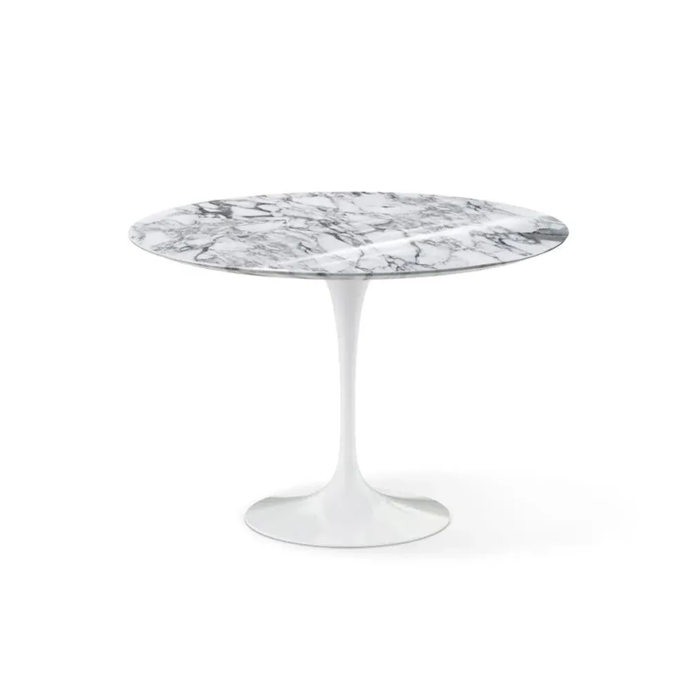 Medium Round Dining Table with Pedestal - White, Marble