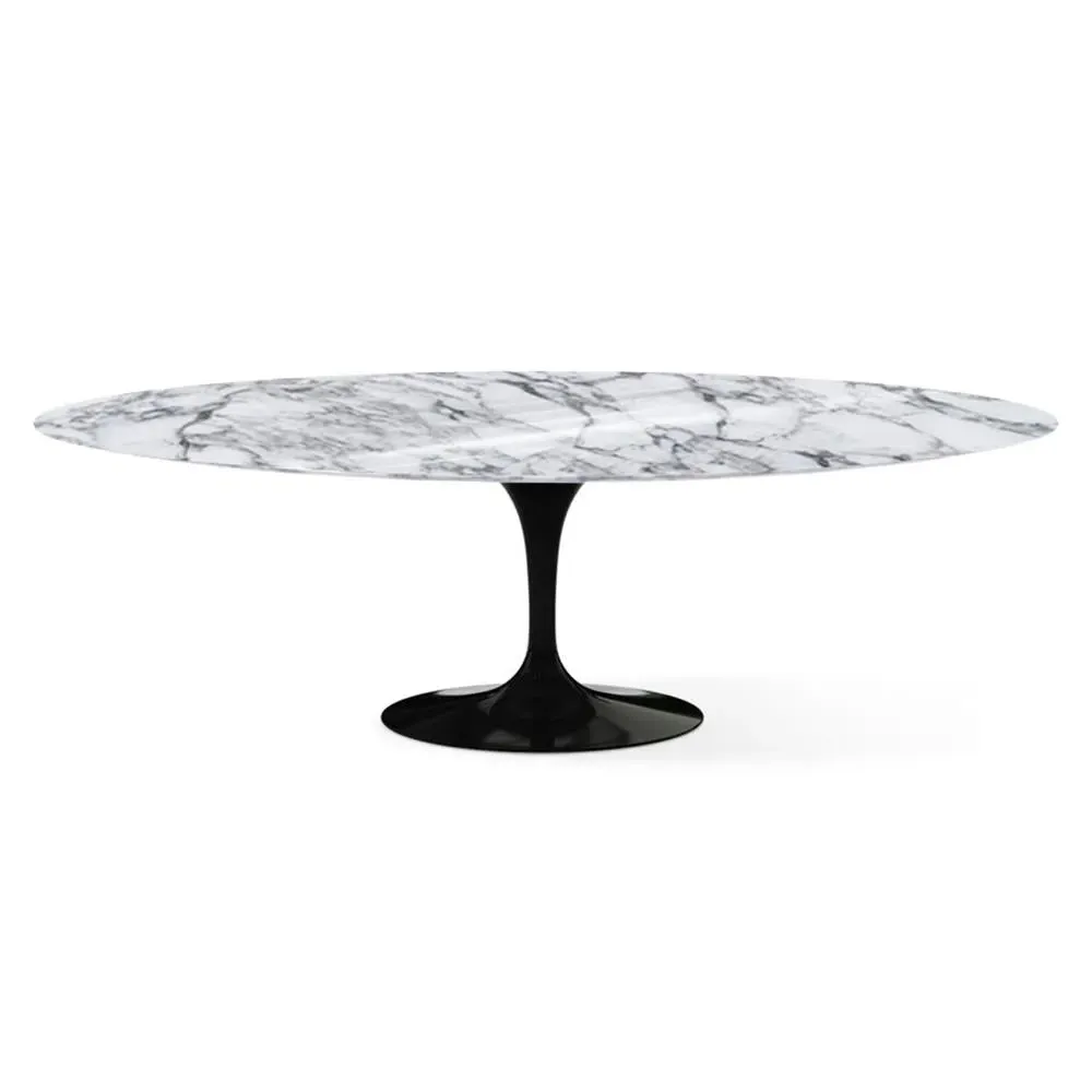 Oval Dining Table - White, Marble