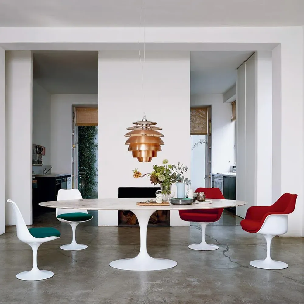 Oval Dining Table - White, Marble