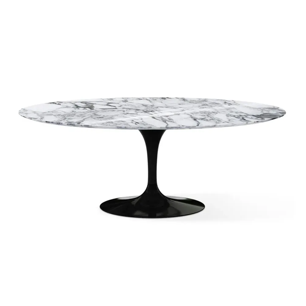 Oval Dining Table - White, Marble