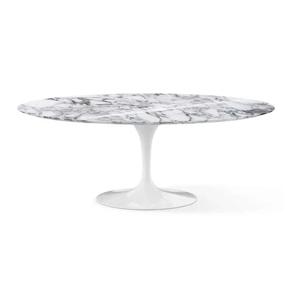 Oval Dining Table - White, Marble image