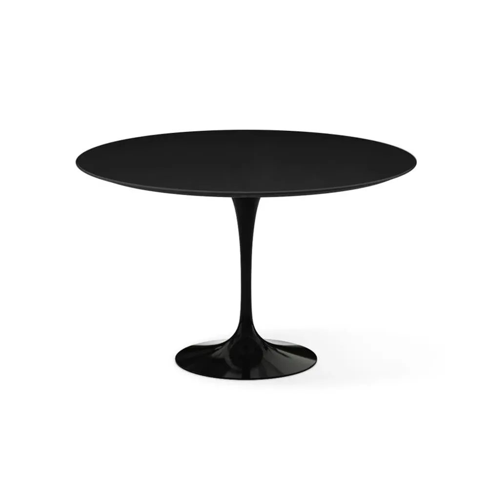 Round Dining Table with Pedestal Base - Black, Laminate