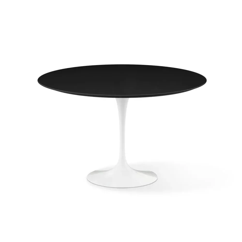 Round Dining Table with Pedestal Base - Black, Laminate