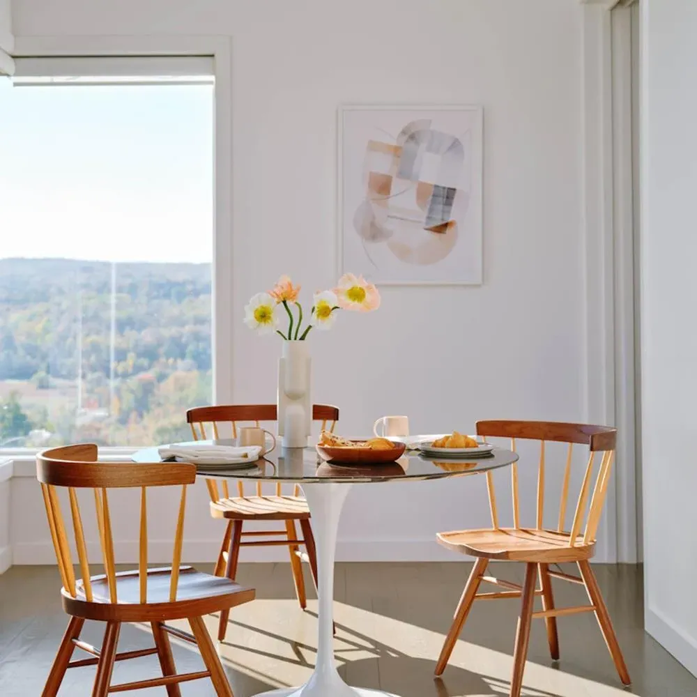 Round Dining Table with Pedestal Base - Black, Laminate