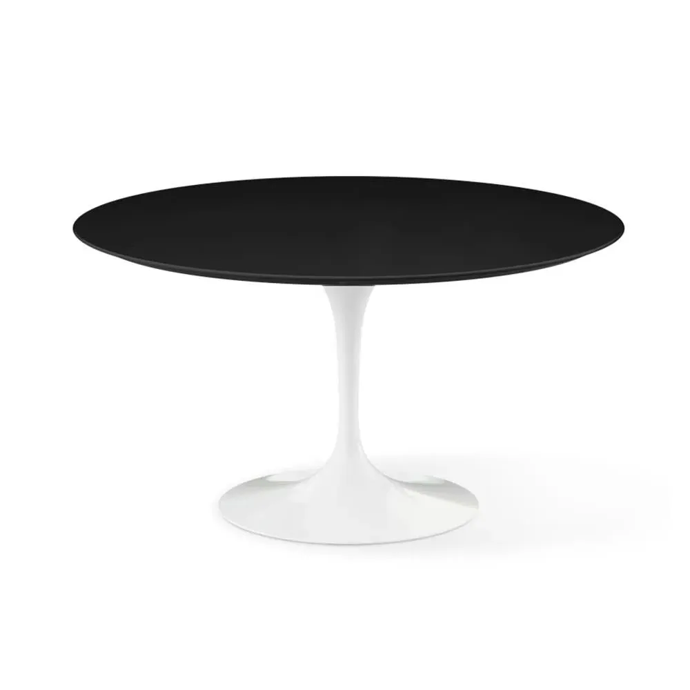 Round Dining Table with Pedestal Base - Black, Laminate