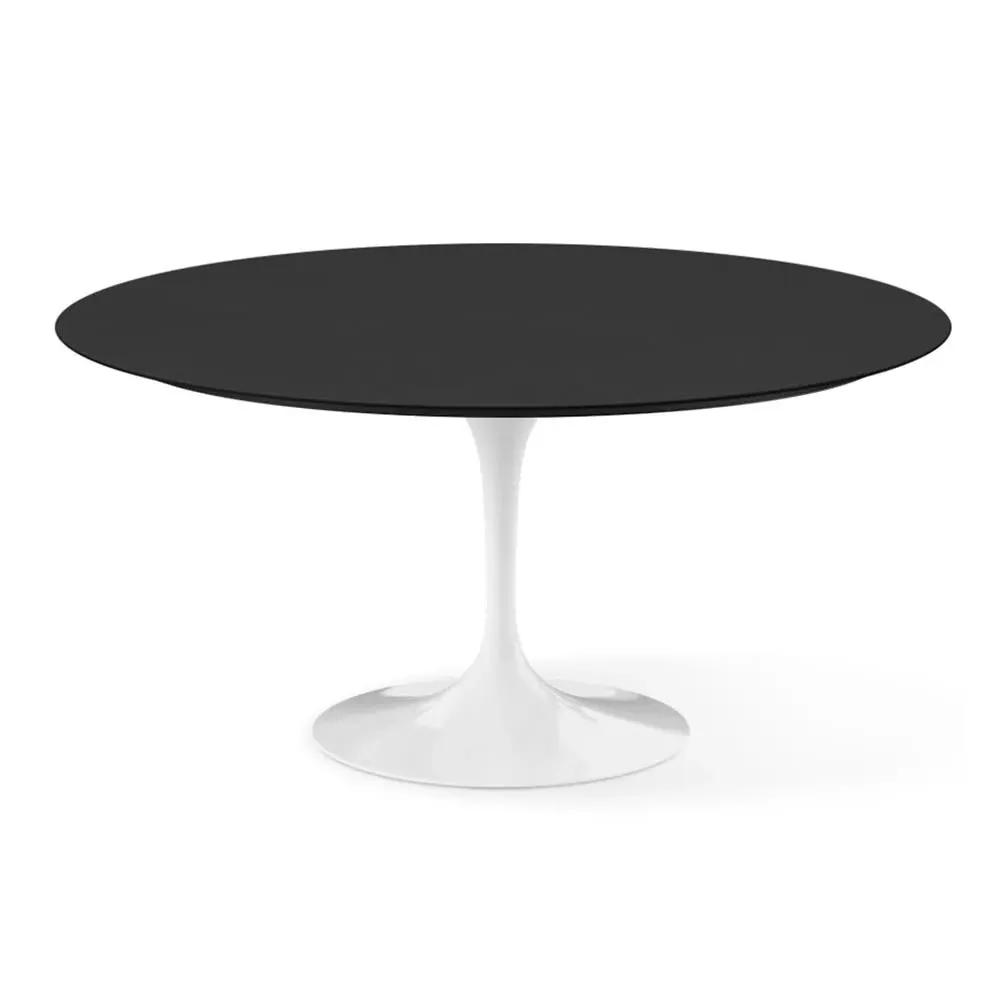 Round Dining Table with Pedestal Base - Black, Laminate