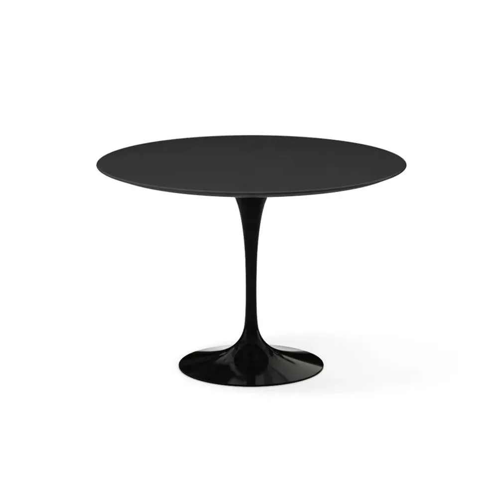 Round Dining Table with Pedestal Base - Black, Laminate image