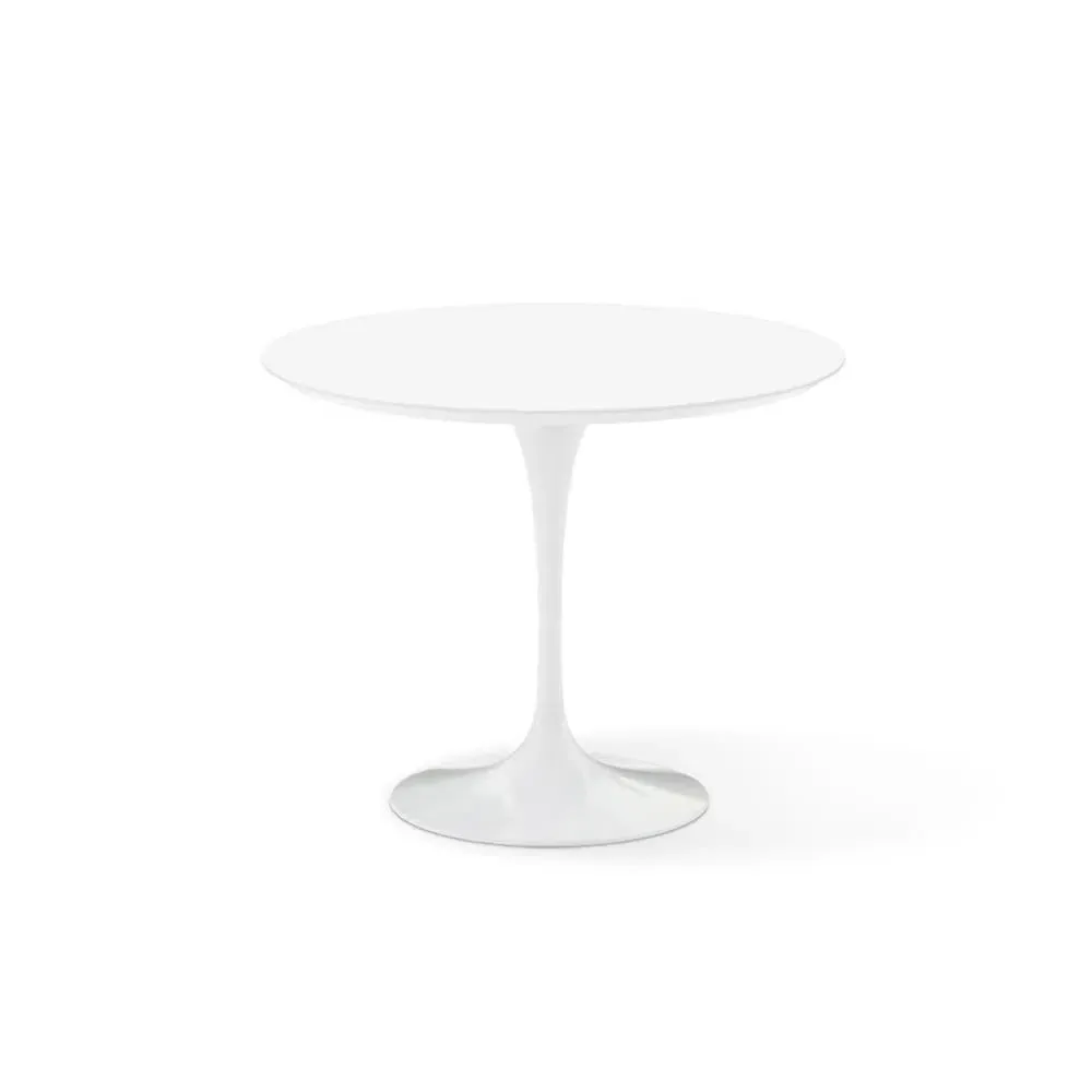 Round Dining Table with Pedestal Base - White