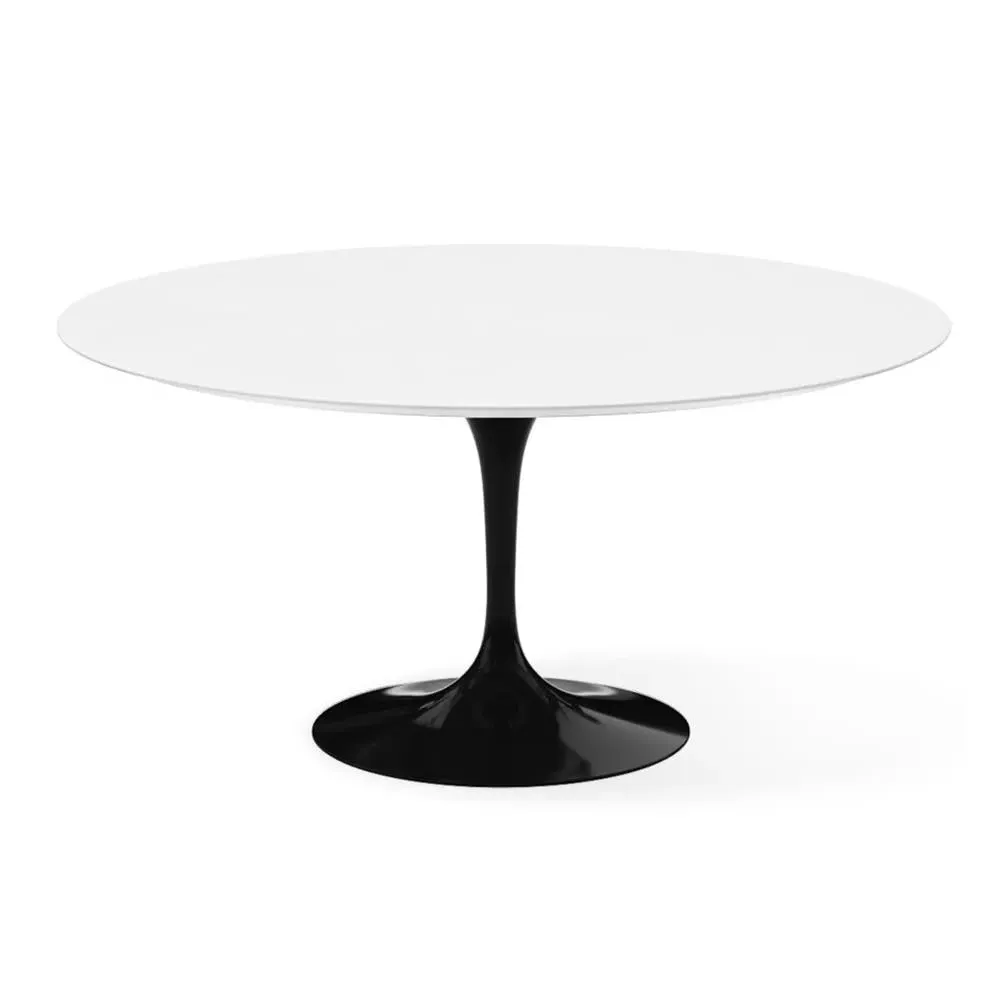 Round Dining Table with Pedestal Base - White