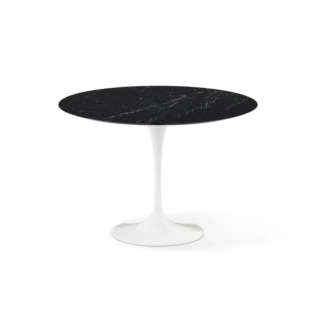 Round Dining Table with Pedestal - Black, Marble