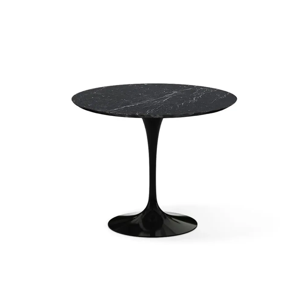Round Dining Table with Pedestal - Black, Marble image