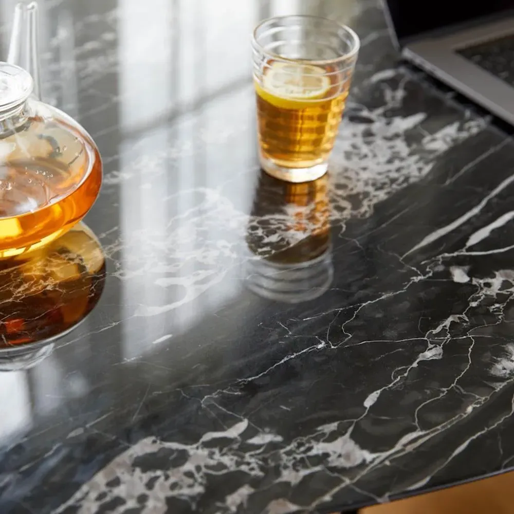 Round Dining Table with Pedestal - White, Marble