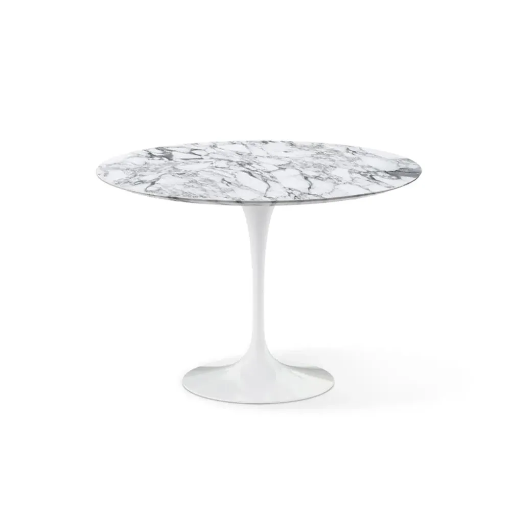 Round Dining Table with Pedestal - White, Marble