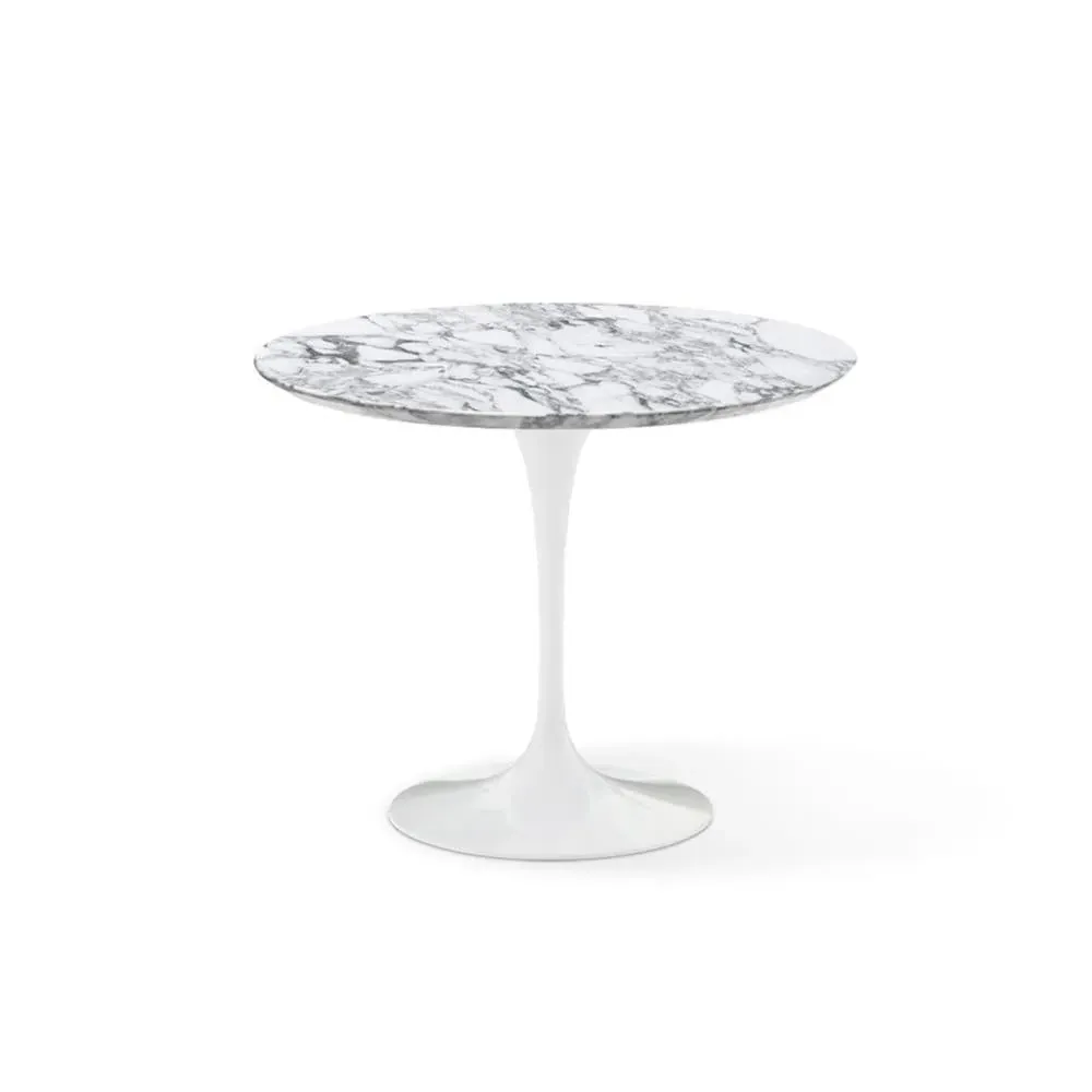 Round Dining Table with Pedestal - White, Marble