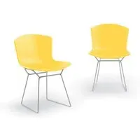 Side Chair with Chrome Base - Yellow, Plastic